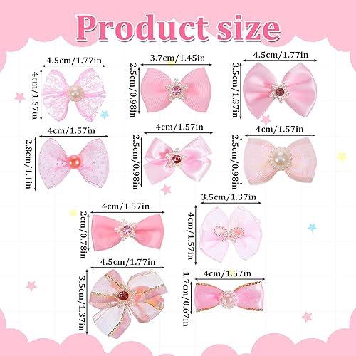 Miniatura 2 de Lazos para perros, 20 unidades de bonitos lazos para el pelo de perro con bandas de goma, accesorios para perros rosados, estilo mixto, perlas de