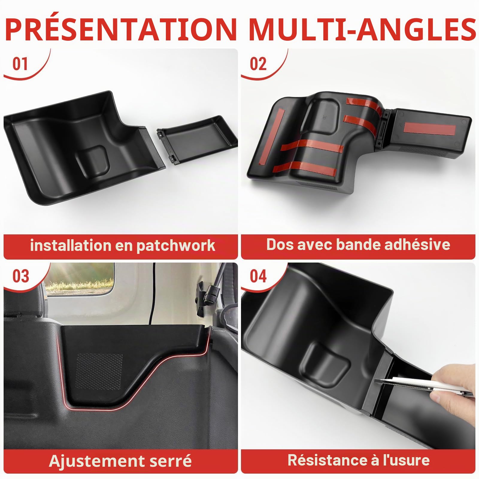 Bac de rangement de roue pour Jeep Wrangler JL JLU 4XE 2018 à 2023 - Plateau de rangement latéral pour accessoires de porte Wrangler JL 4 portes (gauche + droite, ne convient pas au modèle 2024)