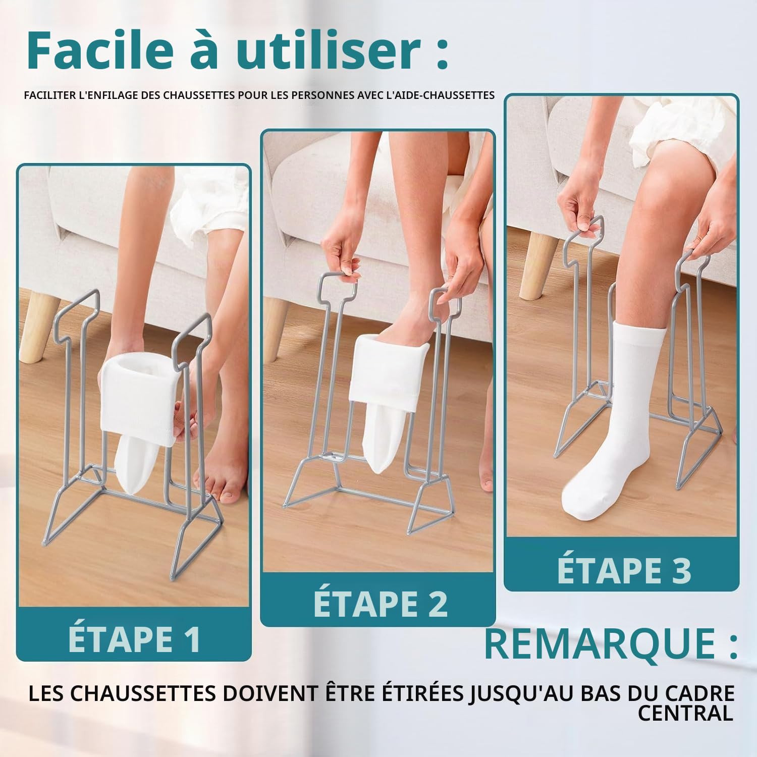 HEYOUTH Enfile Chaussette,Enfile Bas de Contention,Enfile Chaussettes,Pas de flexion Stretching Blessures sans se Pencher,pour personnes âgées, handicapés, La Solution Pour Ne Plus Se Baisser