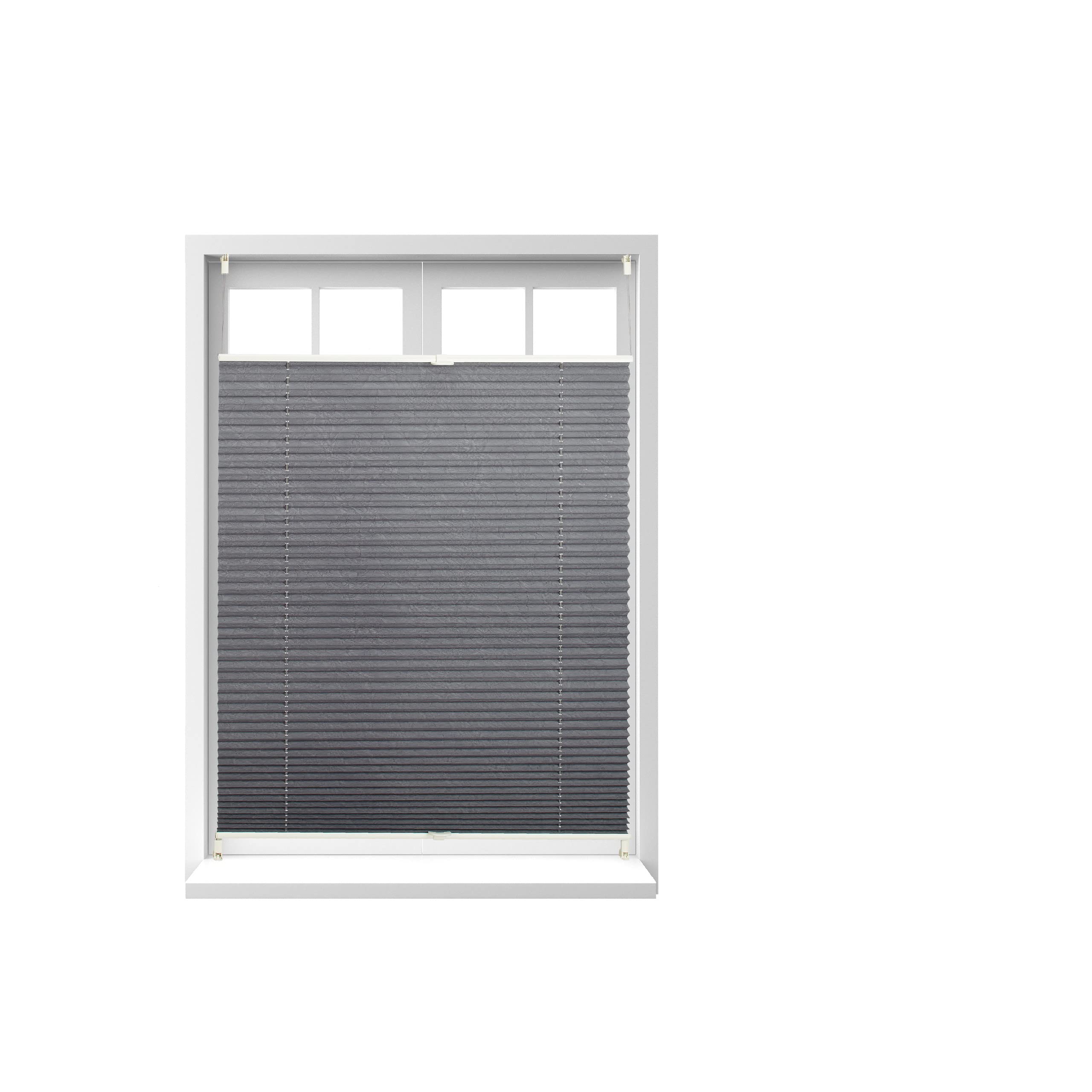 Relaxdays Plissee Rollo ohne Bohren – Klemmfix, Faltstore grau, 90 x 130 cm