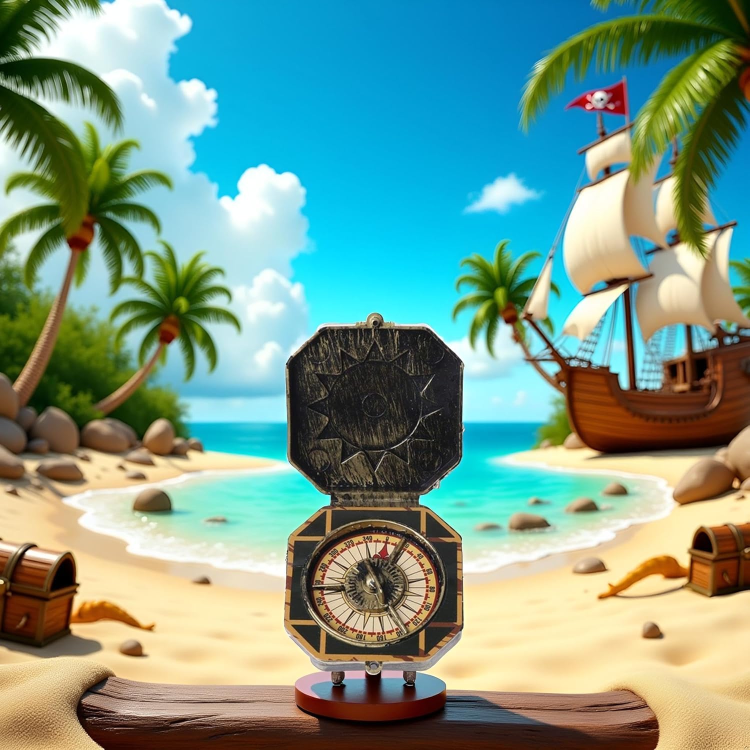 1Pc Bronze Compass Toy, Nautical Compass Pirate Captain Costume Toy Halloween Party Cosplay Decoration Deft Design, Toys and Games - Image 4