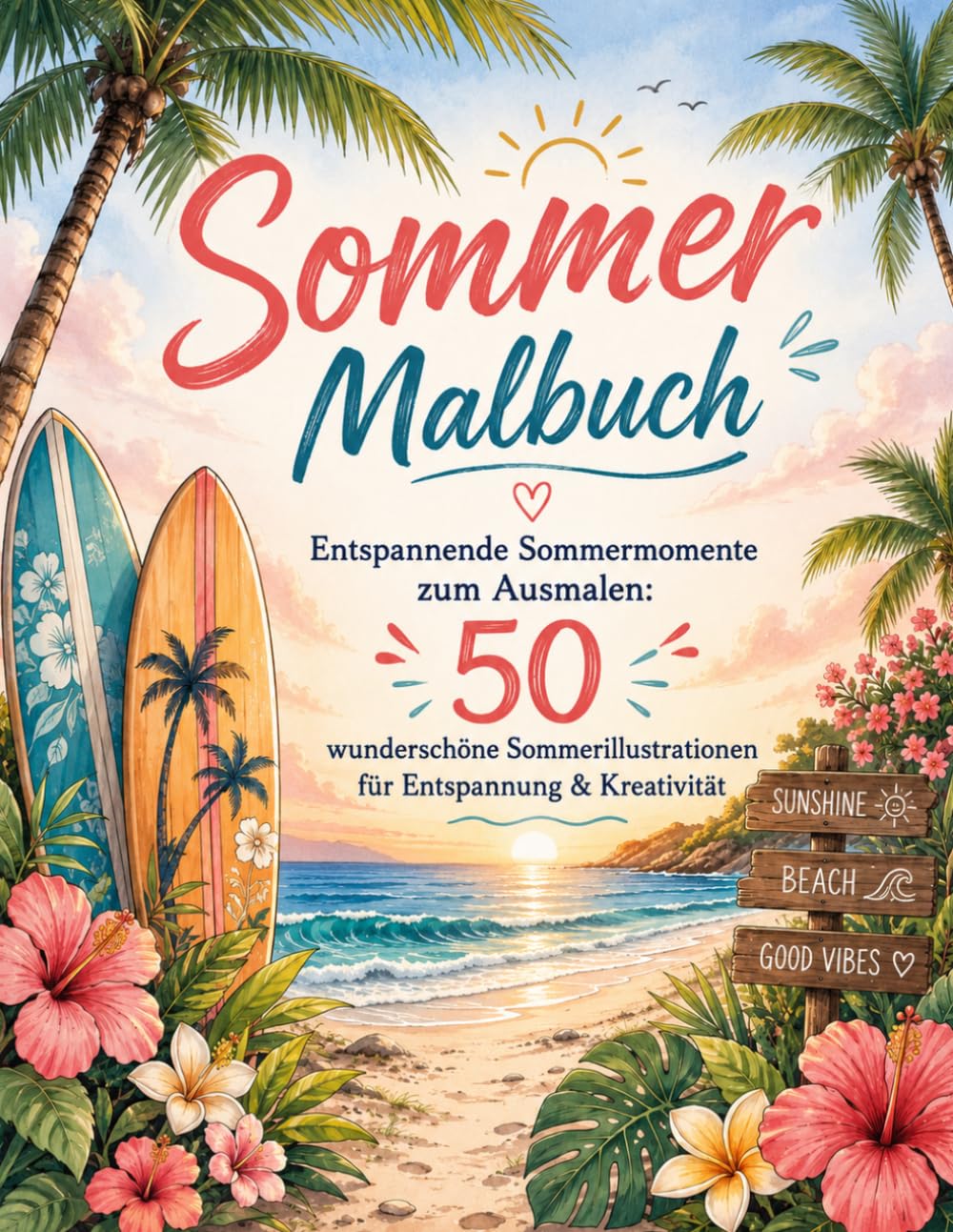 Sommer Malbuch: Entspannende Sommermomente zum Ausmalen: 50 wunderschöne Sommerillustrationen für Entspannung & Kreativität (Gemütliche Jahreszeiten: Verzaubernde Rückzugsorte)
