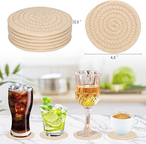 Miniatura 2 de 6 posavasos absorbentes para bebidas, posavasos tejidos de algodón para decoración de comedor, inauguración de la casa, tapete para beber en frío y