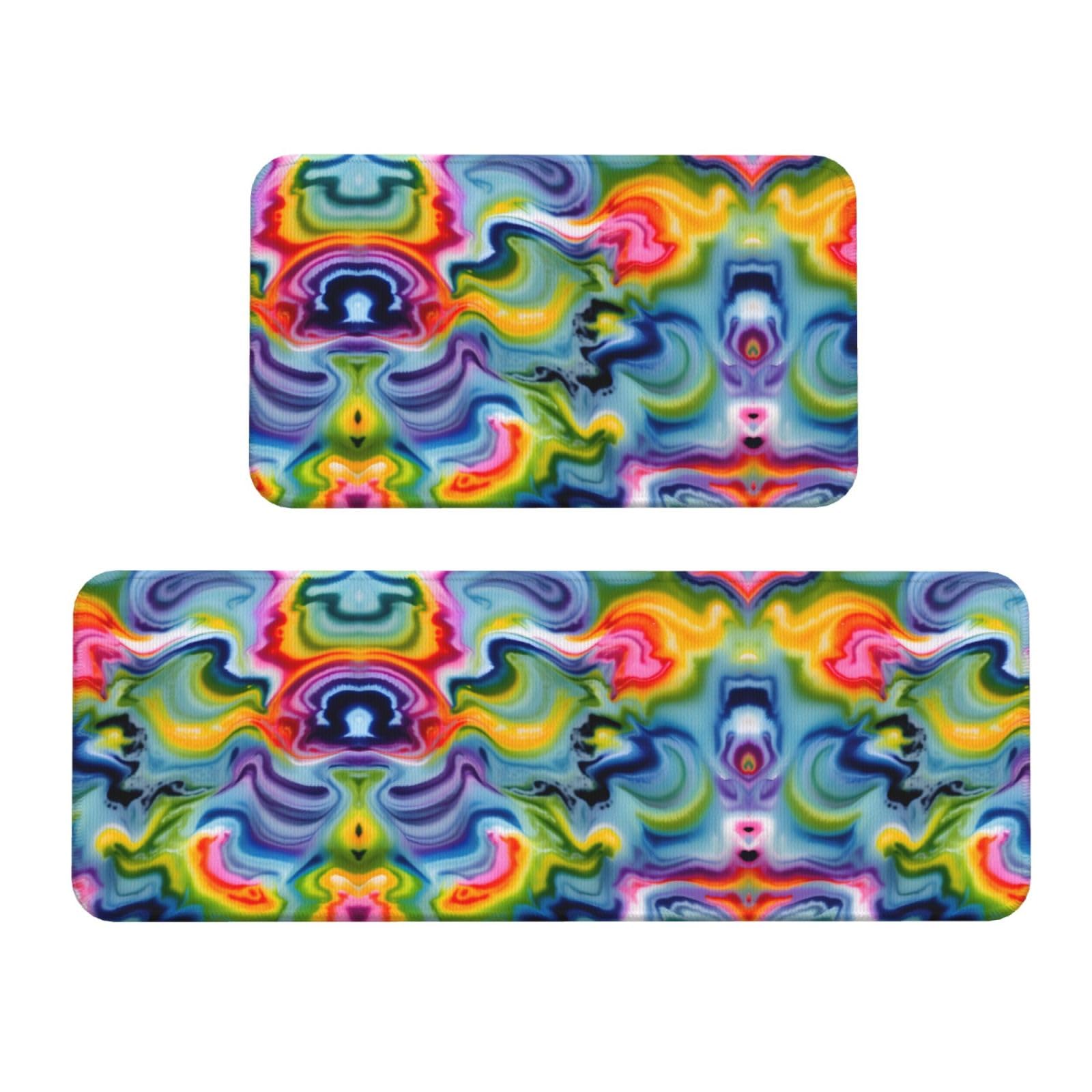 Tapis de cuisine antidérapants tie-dye lot de 2 pour sol de cuisine et bureau