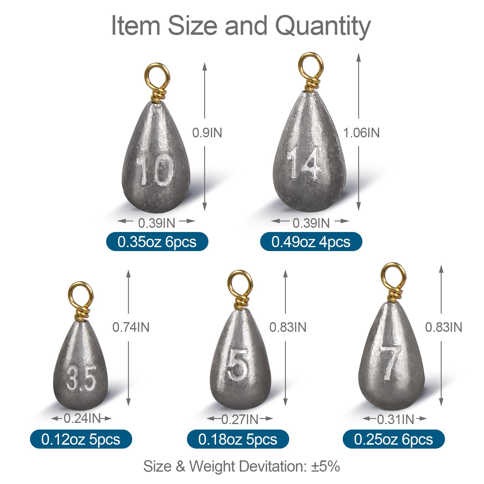 MYLPRETALE 26Pcs Fishing Weights Sinkers Kit, Drop Shot Weights, Lead Fishing Weights for Saltwater Freshwater, Catfish Weights, Fishing Sinkers and Weights Assortment