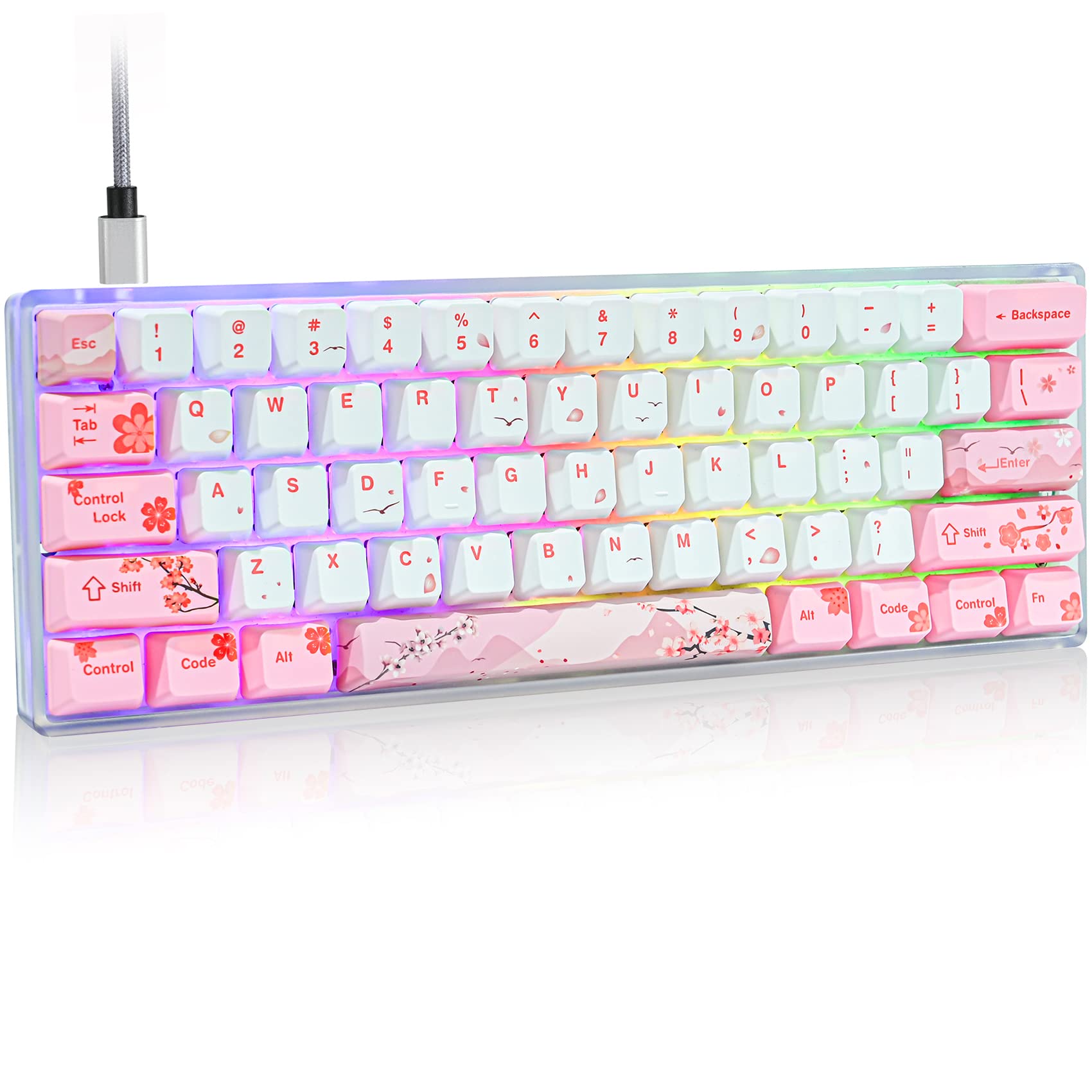 Buy Guffercty kred GK61 60 Cute Pink Keyboard 60 Percent Hot Swappable