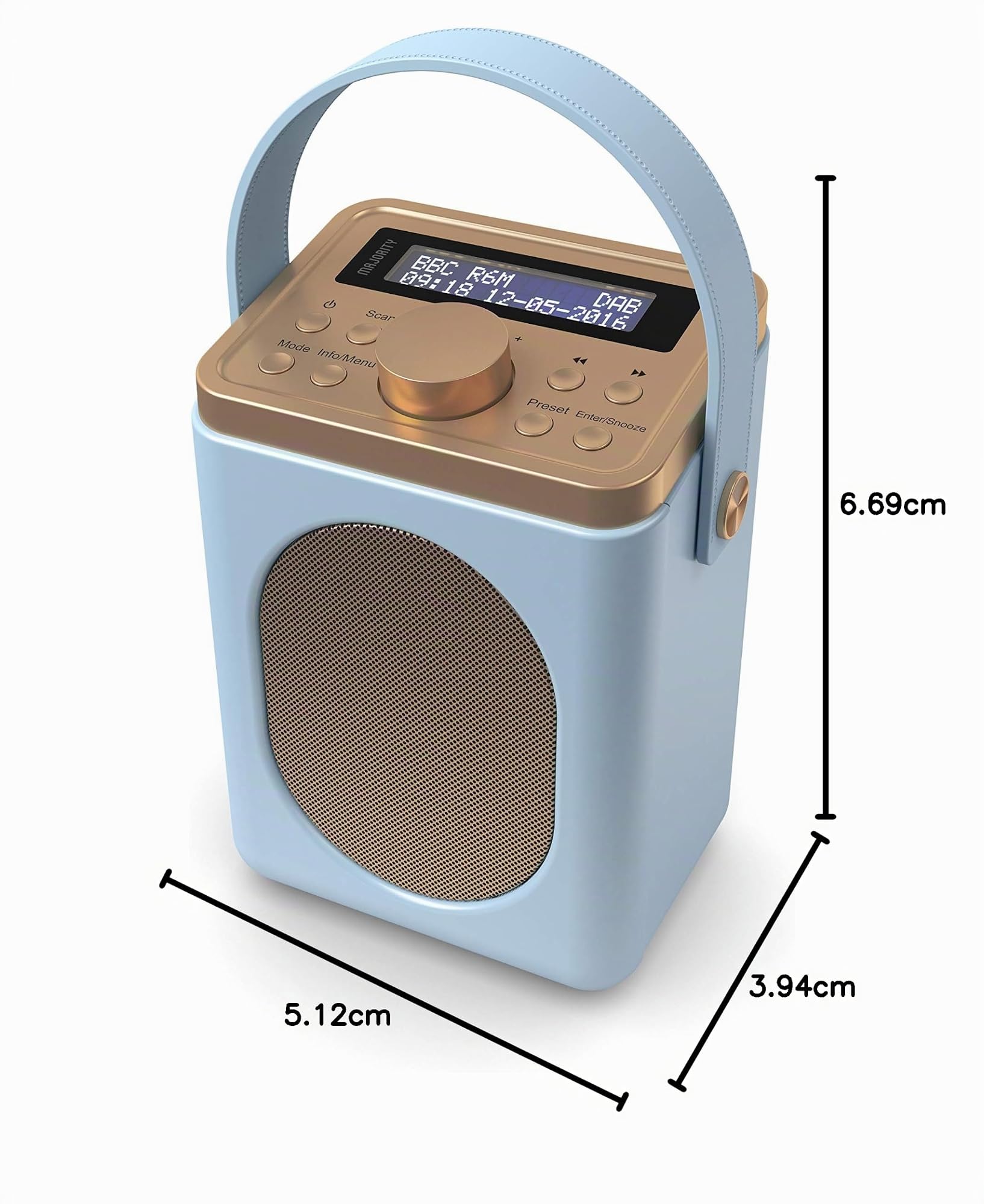 MAJORITY Little Shelford DAB Plus Radio | Küchenradio UKW mit Bluetooth | Radio Batteriebetrieben mit 15 Stunden Wiedergabezeit oder Steckdosenradio | Mini Digitalradio mit Doppelalarm (Hellblau)