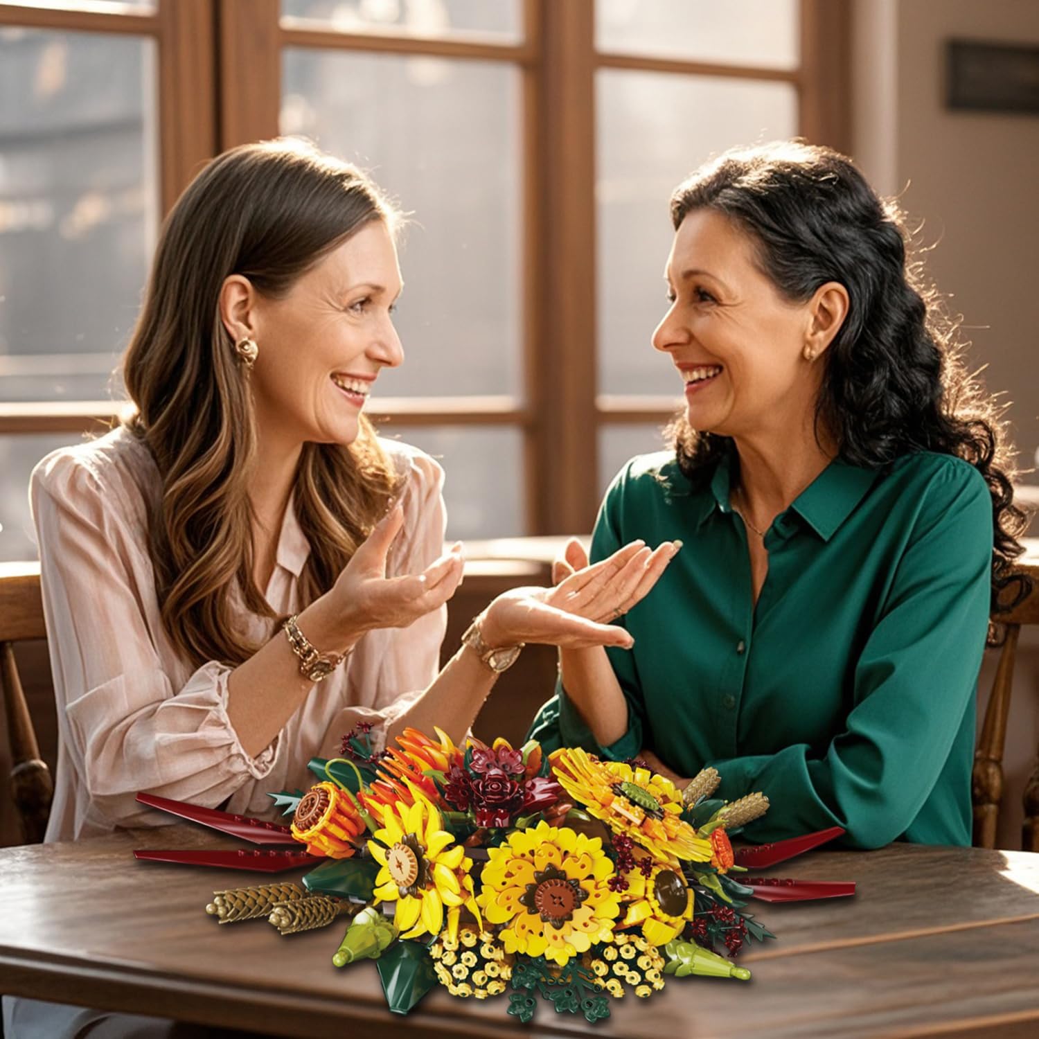 Sosuy Set Costruzioni Girasole, Quadro Floreale da Parete 2-in-1 con Cornice, Decorazione Casa, Gioco STEM per Donne Adulte Ragazze, Regalo Compleanno Donna 1011+ Pezzi
