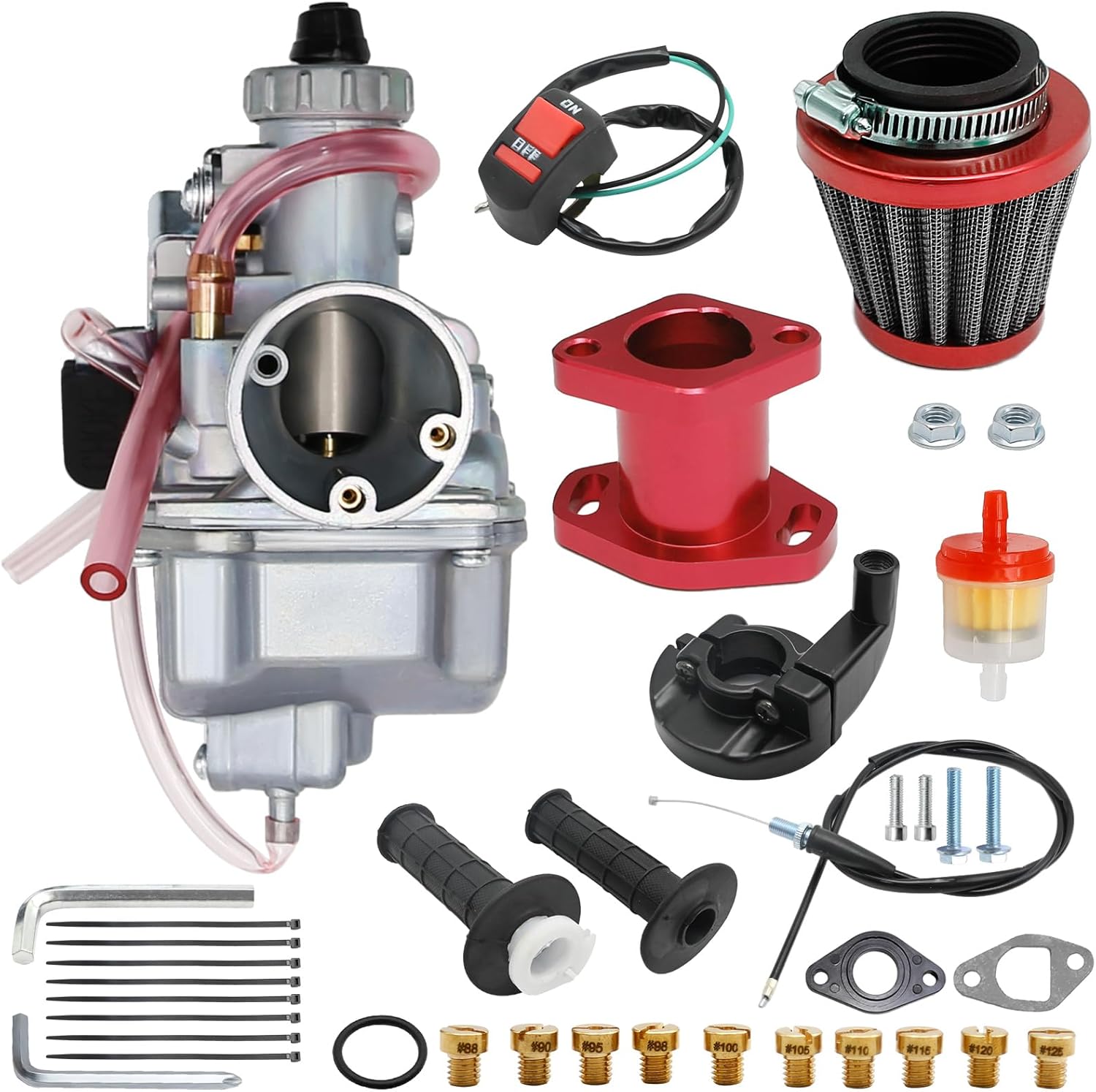 Anxingo VM22 Carburetor Kit 26mm Throttle Assembly Main Jets, Replacement for Predator 212cc 224cc 196cc 6.5HP GX160 Engine, Replacement for Non-Hemi Coleman CT200U BT200X Mini Bike