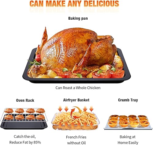 Miniatura 6 de Geek Chef Freidora de aire, 6 rebanadas de 24.5 cuartos de galón, freidora de aire, horno freidora de aire, asar, asar, recalentar, freír sin