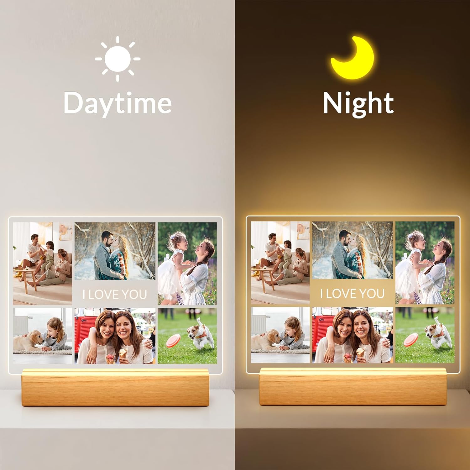Personalized Mothers Day Gifts for Mom from Daughter Son, Custom Picture Frames, Personalized Photo Frame with Night Light, Customized Picture Frame, Custom Anniversary Birthday Gifts for Women Mom
