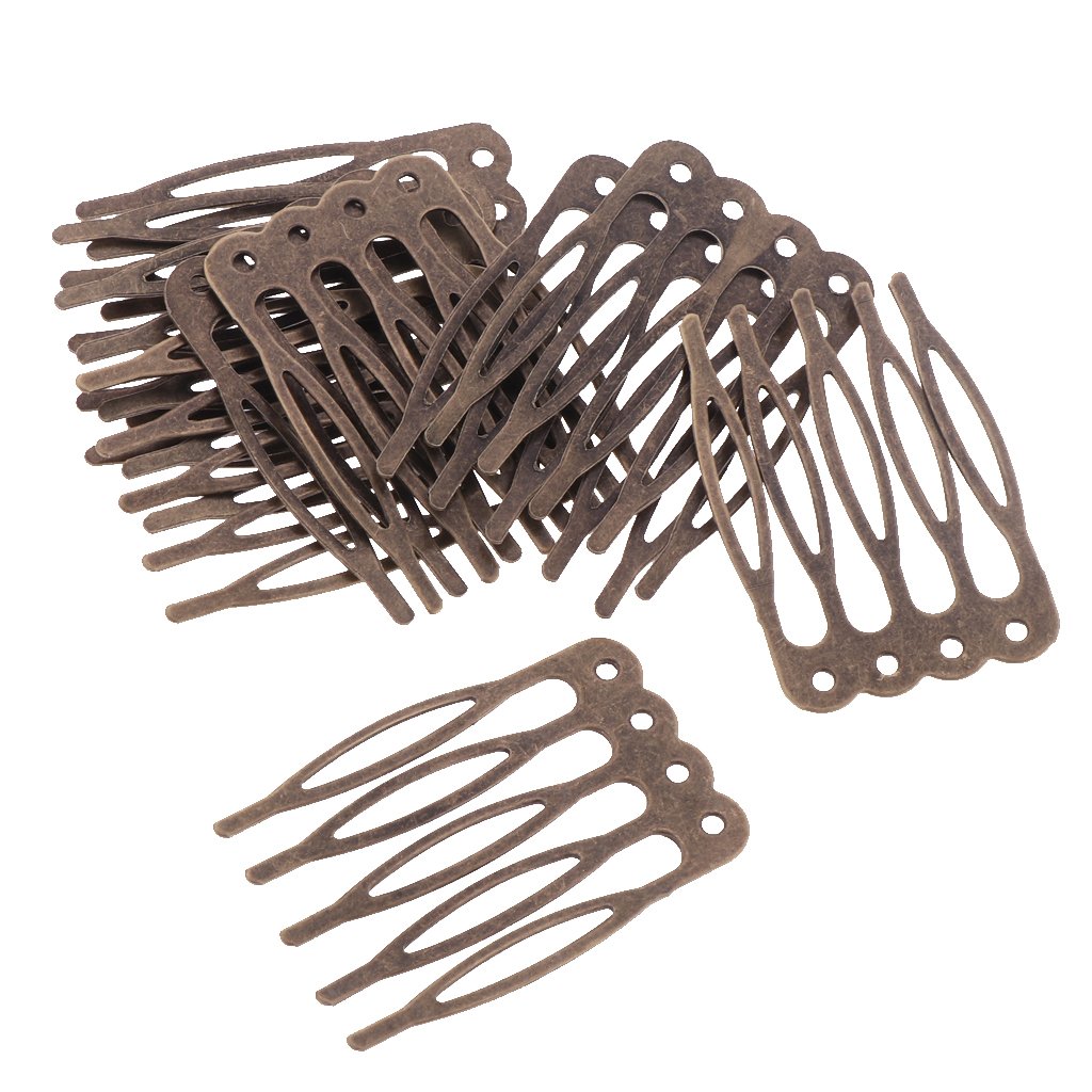 Fityle 10pcs Antique Silver Gold Bronze Tone Metal Hair Side Combs Clips Pins 2.7/5.6cm for DIY Jewelry Finding Crafts - Bronze, 2.7cm : Beauty & Personal Care