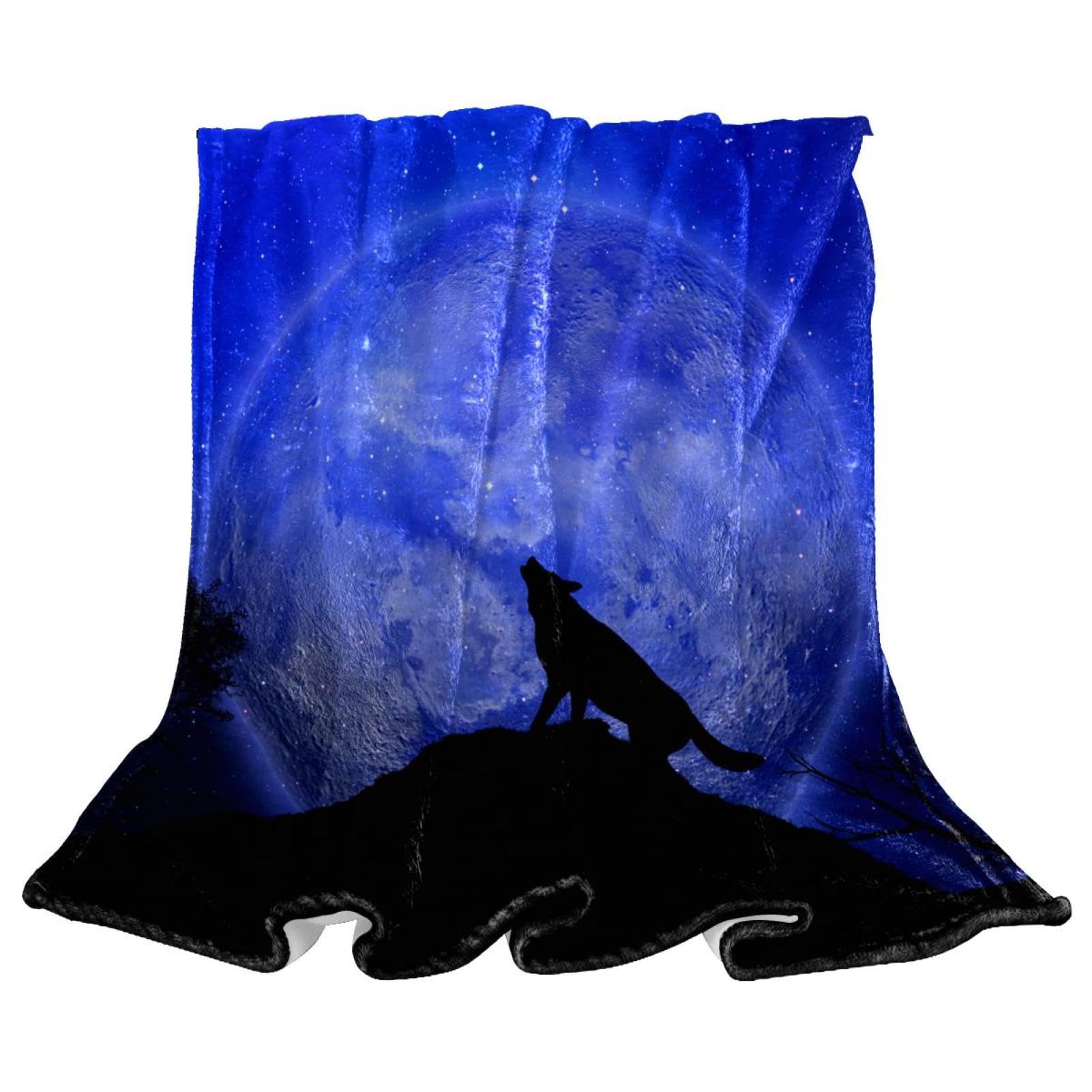 Couverture polaire lune de loup premium au toucher doux soyeux pour grand lit