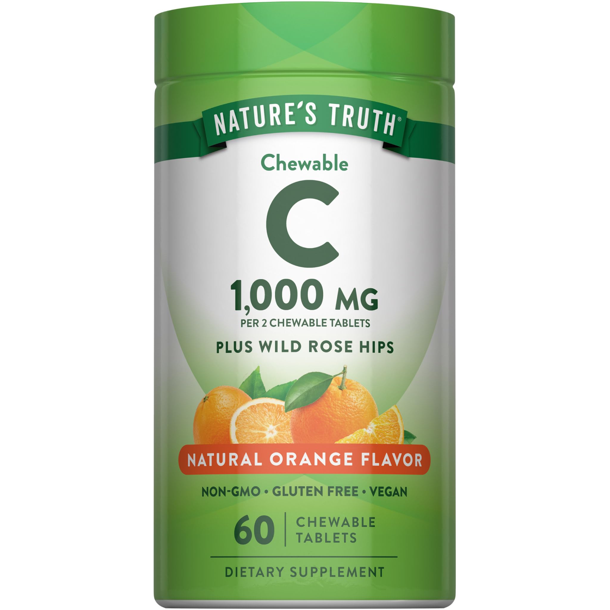 Nature's Truth Chewable Vitamin C with Rose Hips | 1000 mg | 60 Tablets 60 Count (Pack of 1)