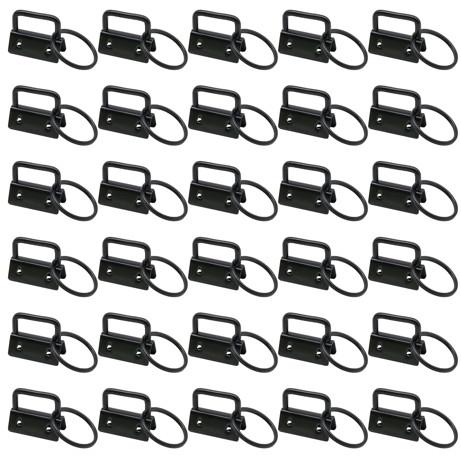 30Pcs Key Fob Hardware 1 Inch, Matte Black Metal Webbing End Clips with Split Key Rings for Wristlet Keychain Making, Lanyard Hardware & DIY Craft Supplies