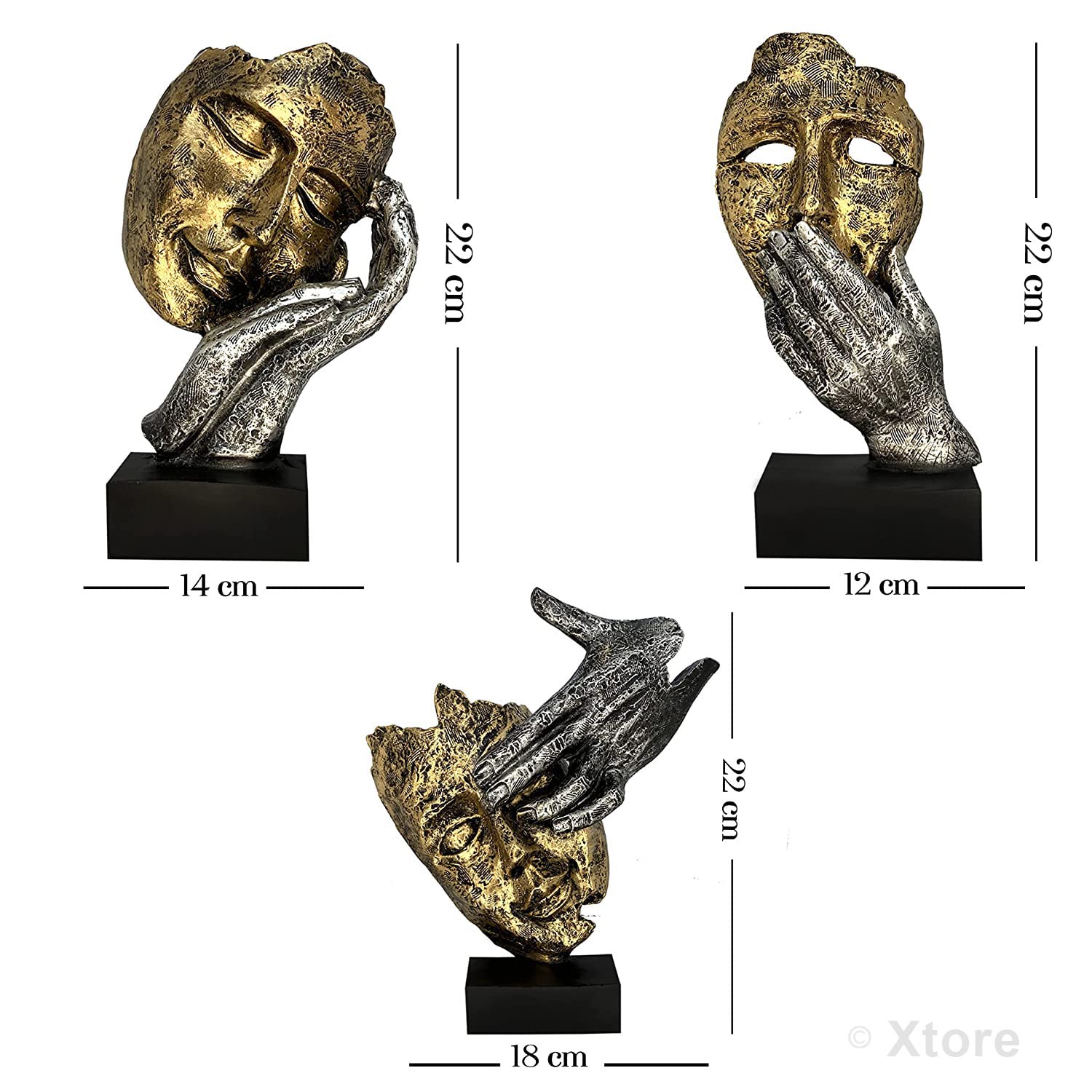 Xtore Human Face Statues - Gold & Silver Decor -4 Xtore Human Face Statues - Gold & Silver Decor -4