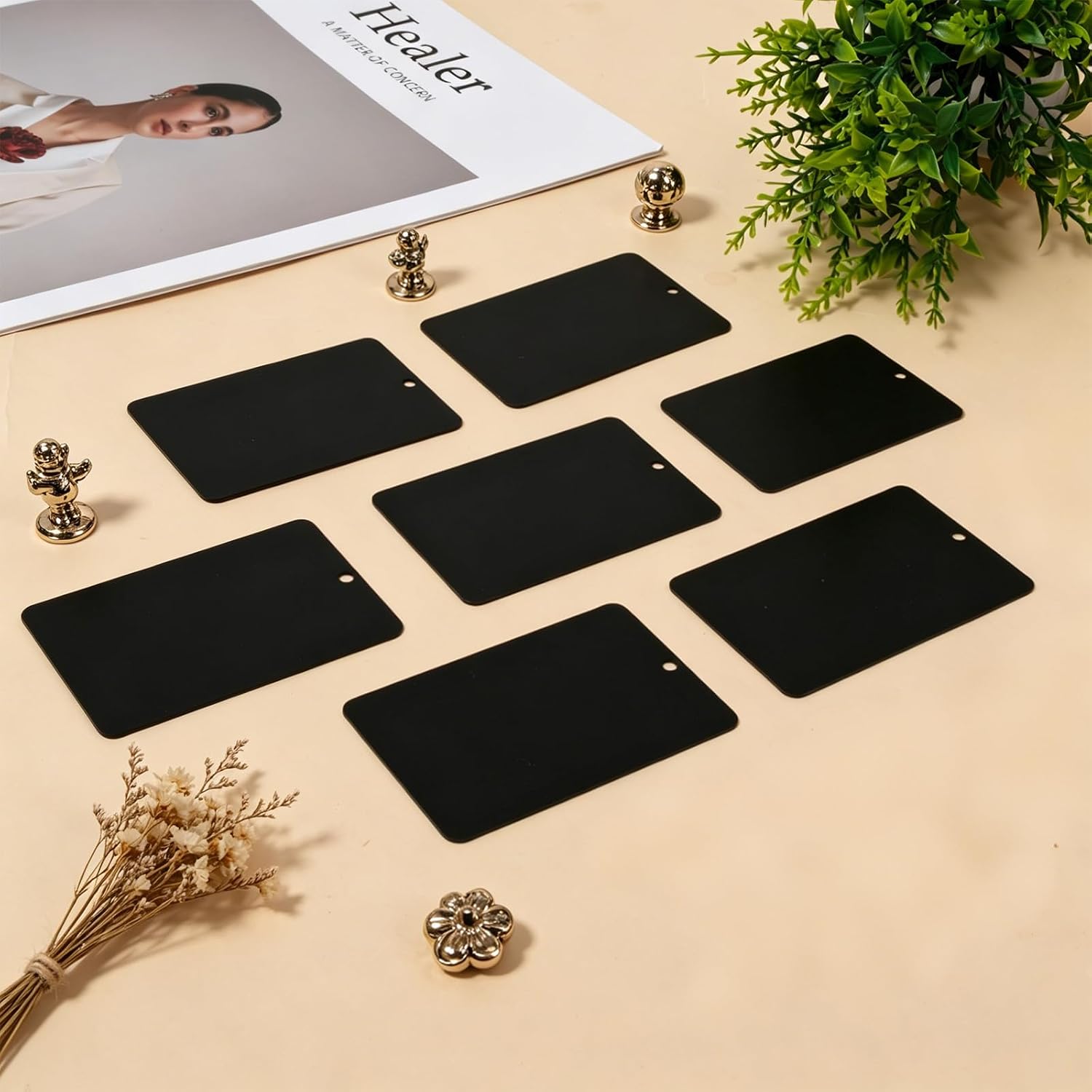 Foxtell 25 Pcs Aluminum Engraving Blanks, Anodized Aluminum Blank Tags, 2x3 Inch Stamping Blanks for DIY Craft Metal Tags, Laser Engraving Blanks (Black)