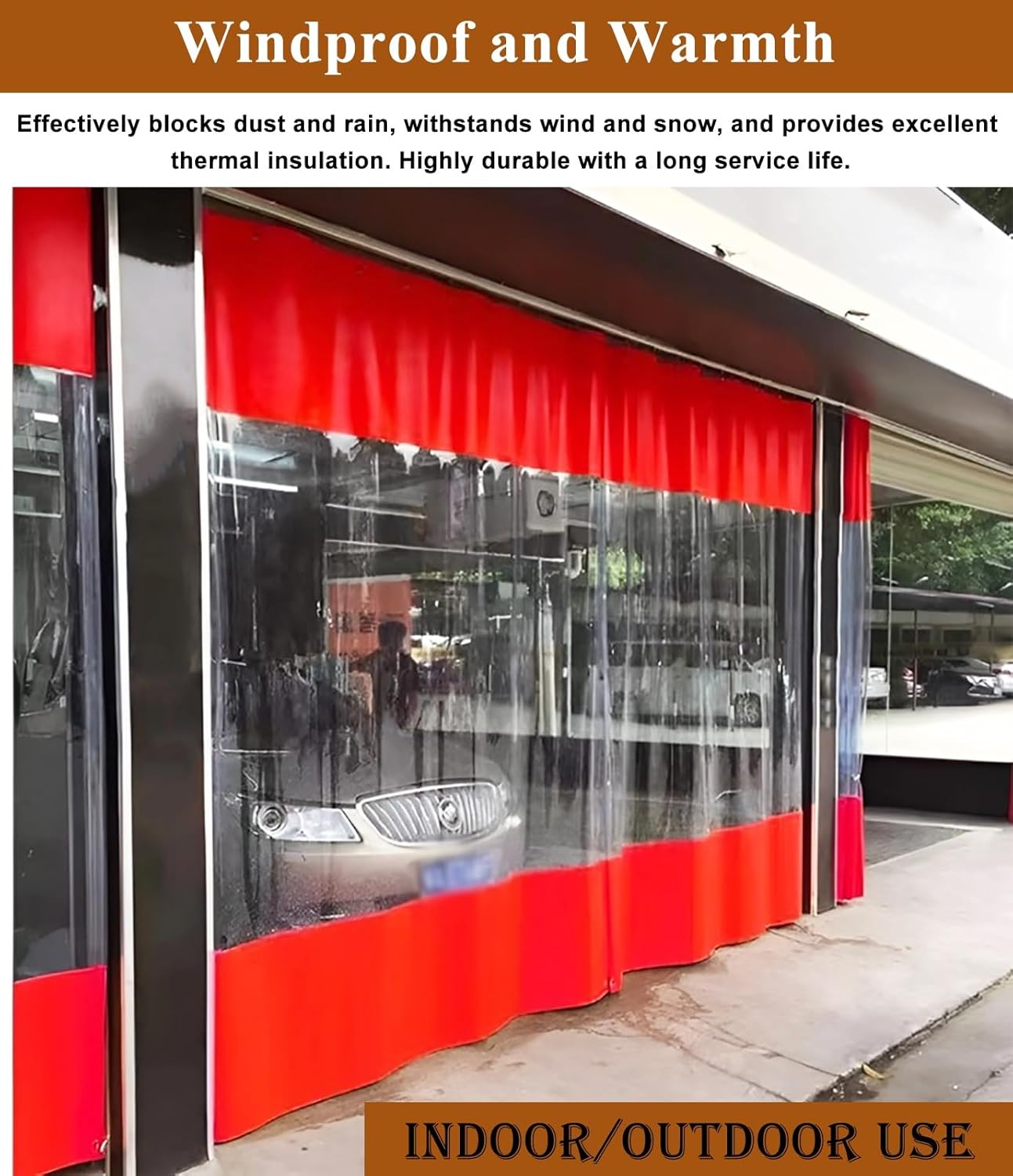 Clear Garage Door Curtain with Grommet and Track, Large Space Divider for Commercial and Home Use, Panel Separator for Easy Installation