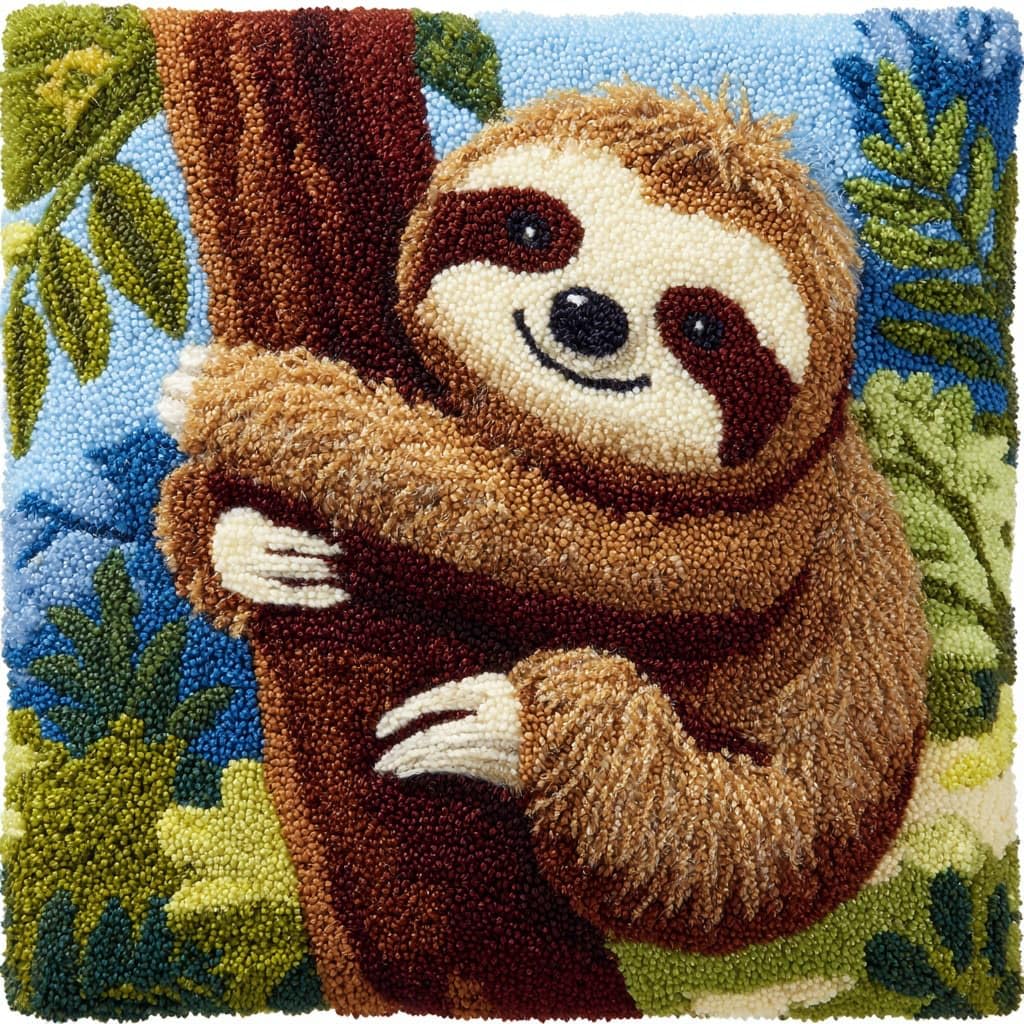 Henypt Latch Hook Cushion Kits for Beginners Sloth