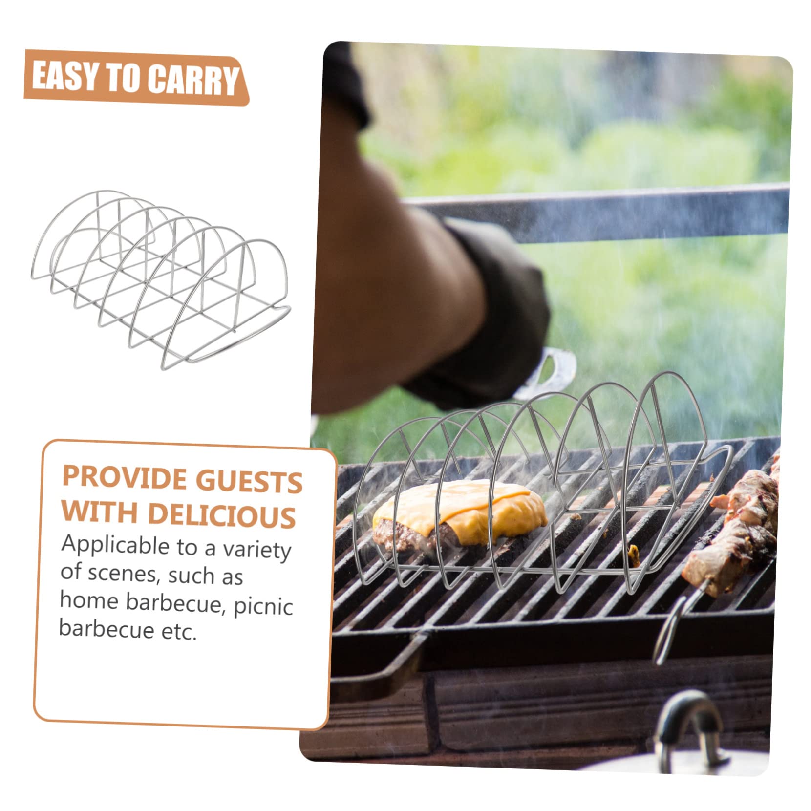 BESTonZON Praktischer Rippchenhalter aus Edelstahl Leicht und Tragbar für Picknick und Home Barbecue Robustes Grillzubehör für Spareribs und Fleisch