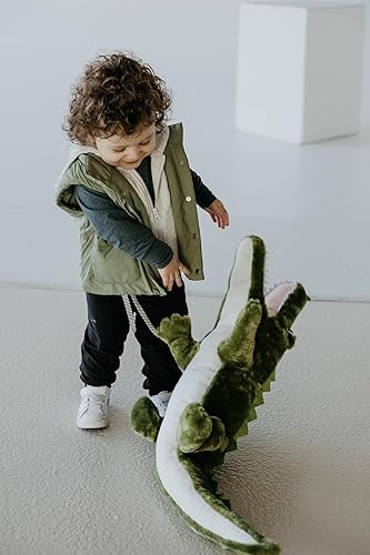 Miniatura 3 de The Petting Zoo Peluche de cocodrilo verde, regalos para niños, animales salvajes del zoológico Onez, juguete de peluche de cocodrilo de 34 pulgadas