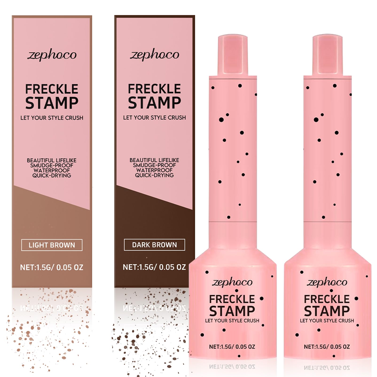 2 Farbe Sommersprossen Stempel Wasserfest,Faux Freckles Stamp,Natürliche lebensechte Sommersprossen Make,Natürlicher Weicher Brauner,für Creative Makeup Cosplay Everyday