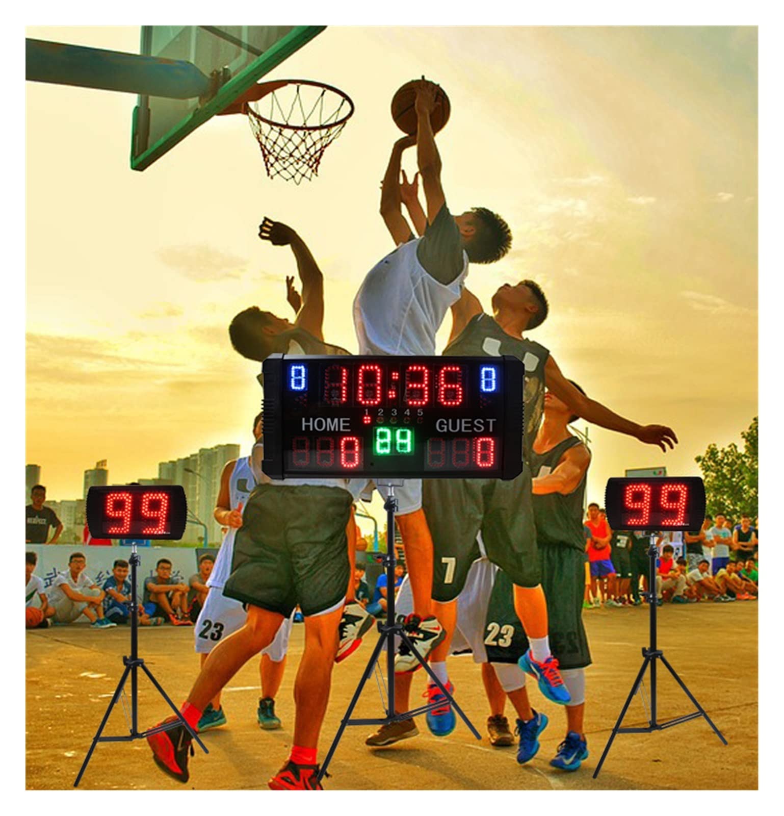 Tabellone segnapunti Digitale Wireless per Basket, tabellone segnapunti elettronico per Ping Pong con Telecomando Wireless, unità di punteggio con punteggi Rotondi, da Tavolo e da Parete
