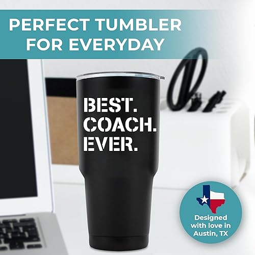Miniatura 7 de KEDRIAN Vaso de 30 onzas con texto en inglés "Best Coach Ever", regalos de agradecimiento para entrenadores, regalos para hombres, regalo para el