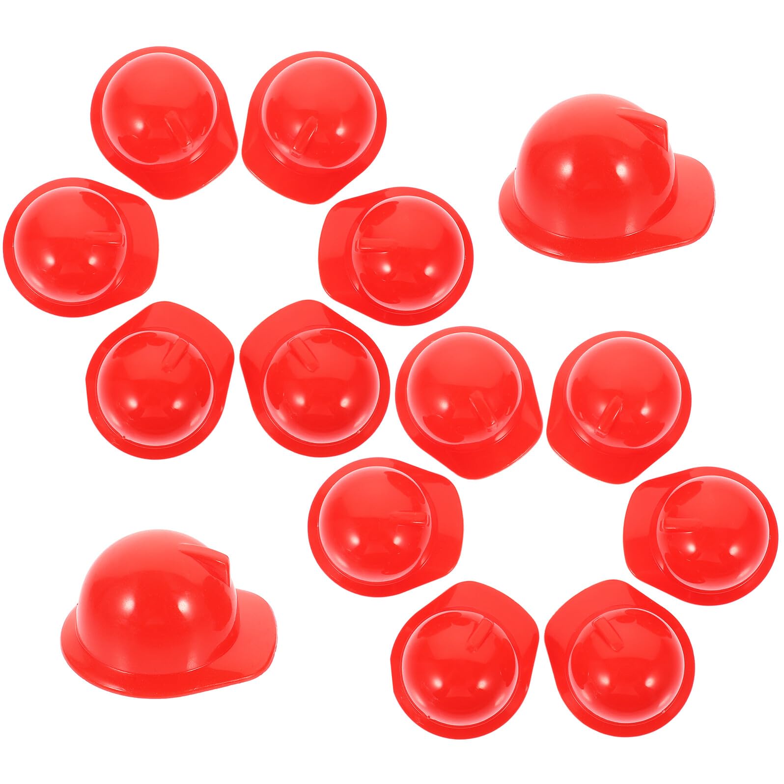 Mini Cascos de Seguridad para Muñeca, 20 Piezas, Plástico Rojo | Decoración para Tarta y Mascota, Uso Exterior, Accesorio Lúdico para Niños