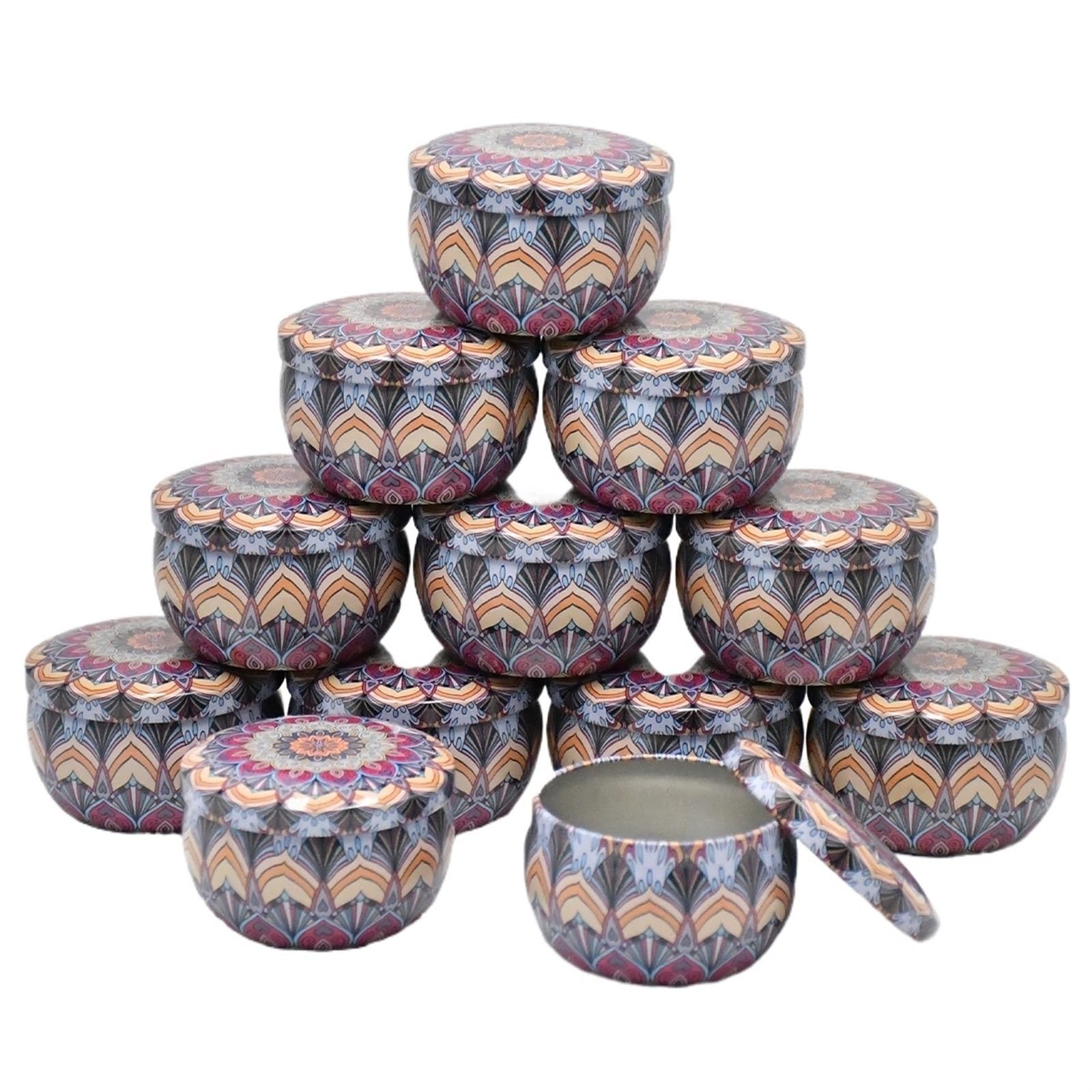 CQAHDSEVF Candle Containers, 12pcs Empty Iron Candle Tin Jars DIY Candle Making Storage Case for Dry Spices Sweets(Tin Can-12)