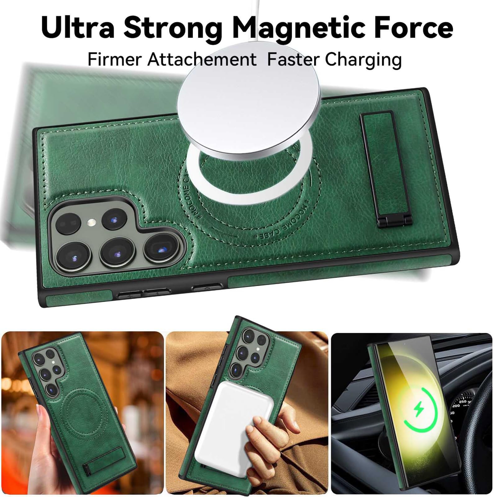 Magnetyczne etui do Samsung Galaxy S25 Ultra/S25 Plus/S25, cienki biznesowy skórzany pokrowiec z klapką z podstawką do ładowania bezprzewodowego, niebieski, S26 Ultra