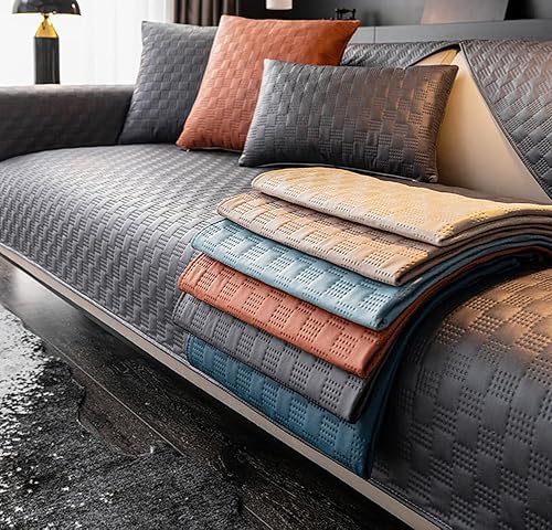 Miniatura 3 de Cozomiz Funda impermeable para sofá, antideslizante, de piel sintética, transpirable, protector de muebles, alfombra de tatami japonés para sofá,