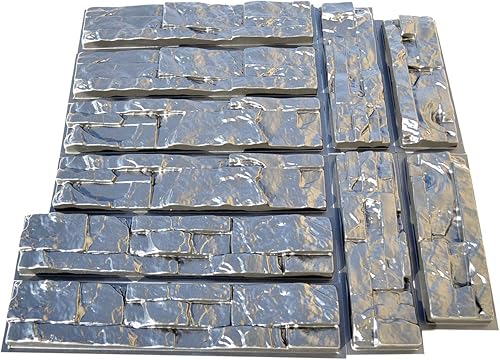 Miniatura 4 de Moldes de hormigón DIY Juego de 10 moldes de plástico para pared de yeso de hormigón, piedra de cemento apilado, molde de paredes de piedra apiladas