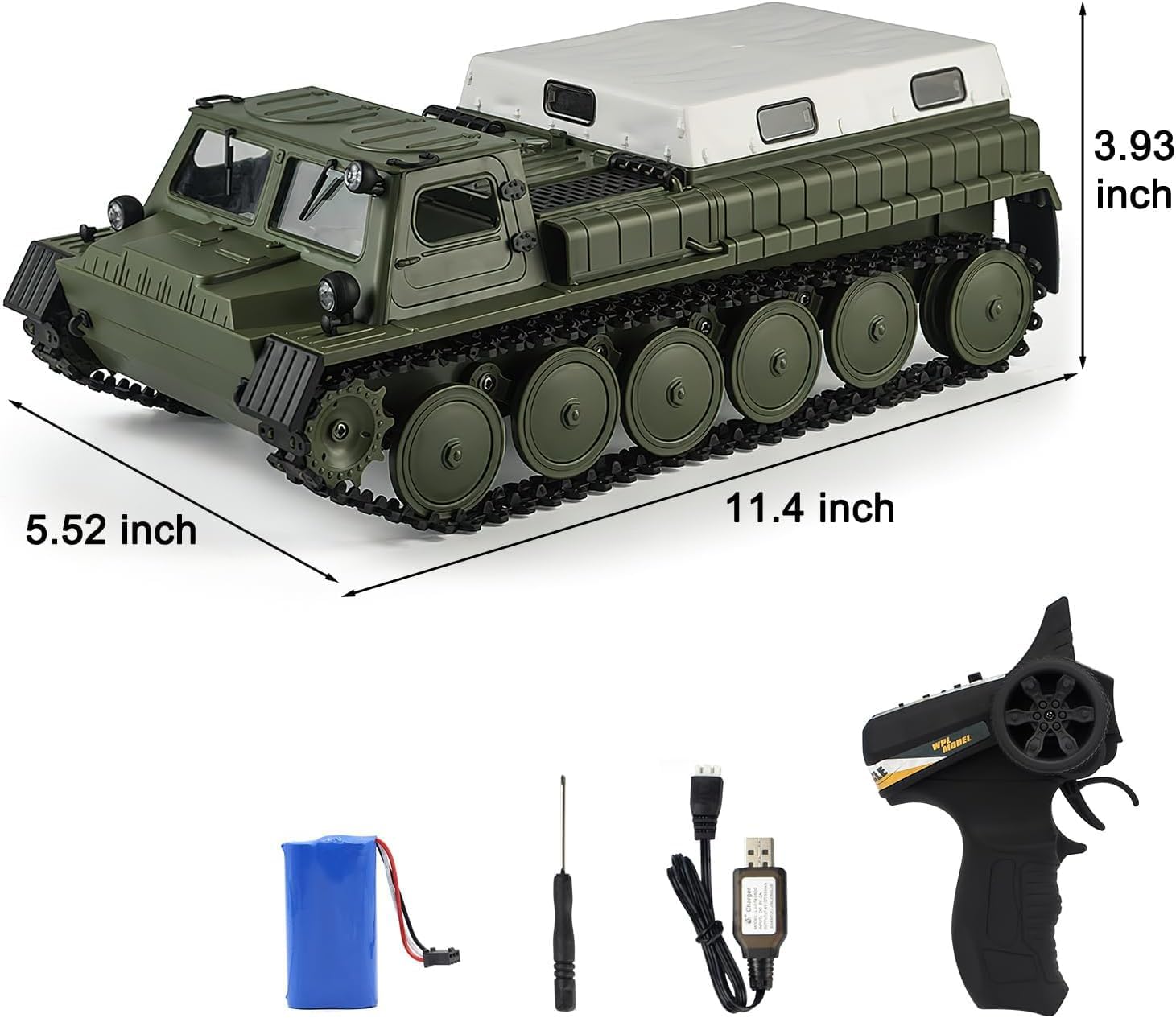 Remote Control Tank Military Transport Vehicle, 2.4G Crawler Car RC Off-Road Army Armored Truck All Terrain for Kids and Adults Toys