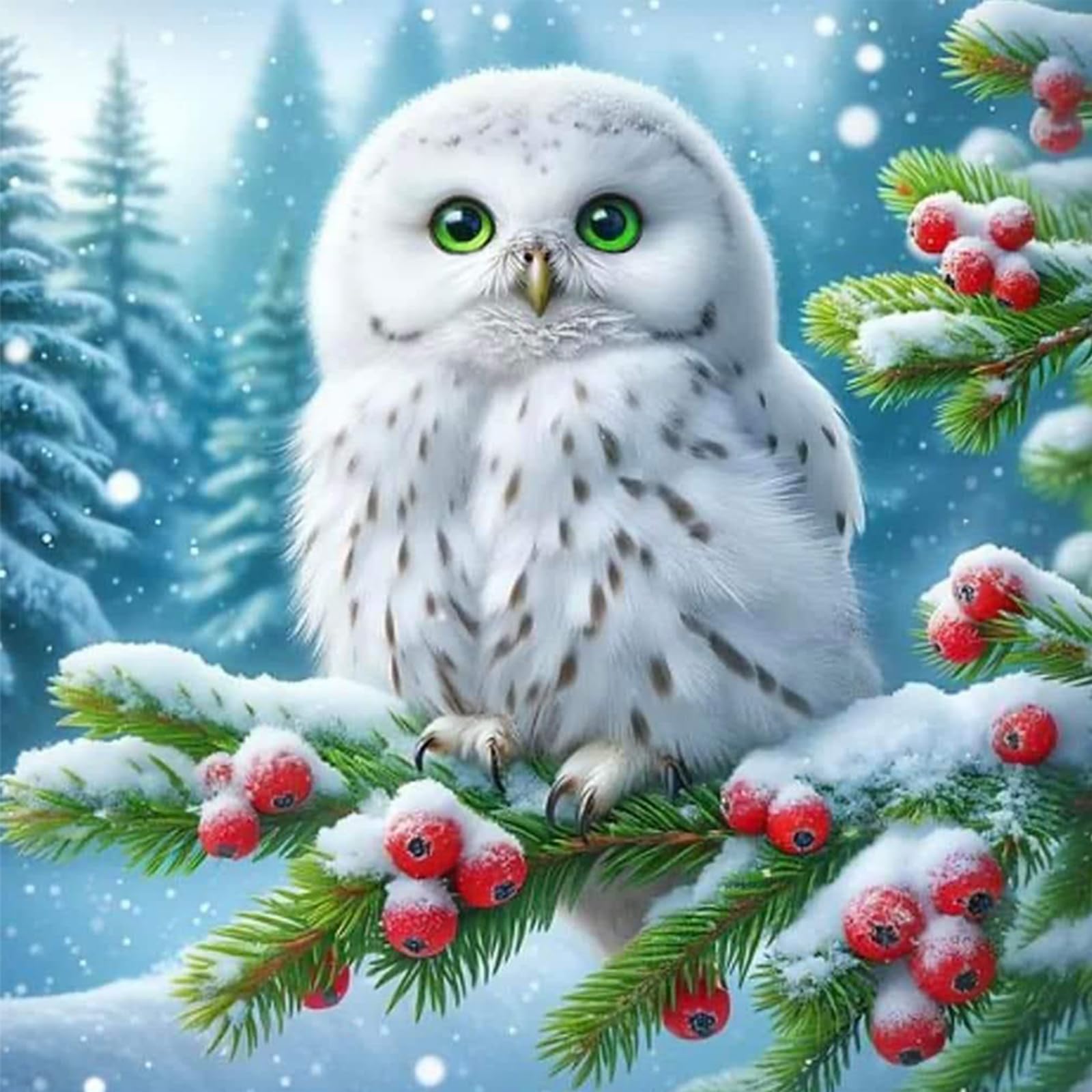 POETRYDRAW Snowy Owl Full 11CT 3 Strands DIY Stamped Cross Stitch Kits for Beginners Adults Home Wall Decor Cross Stitch Art and Crafts Kits 40x40cm (Snowy Owl)