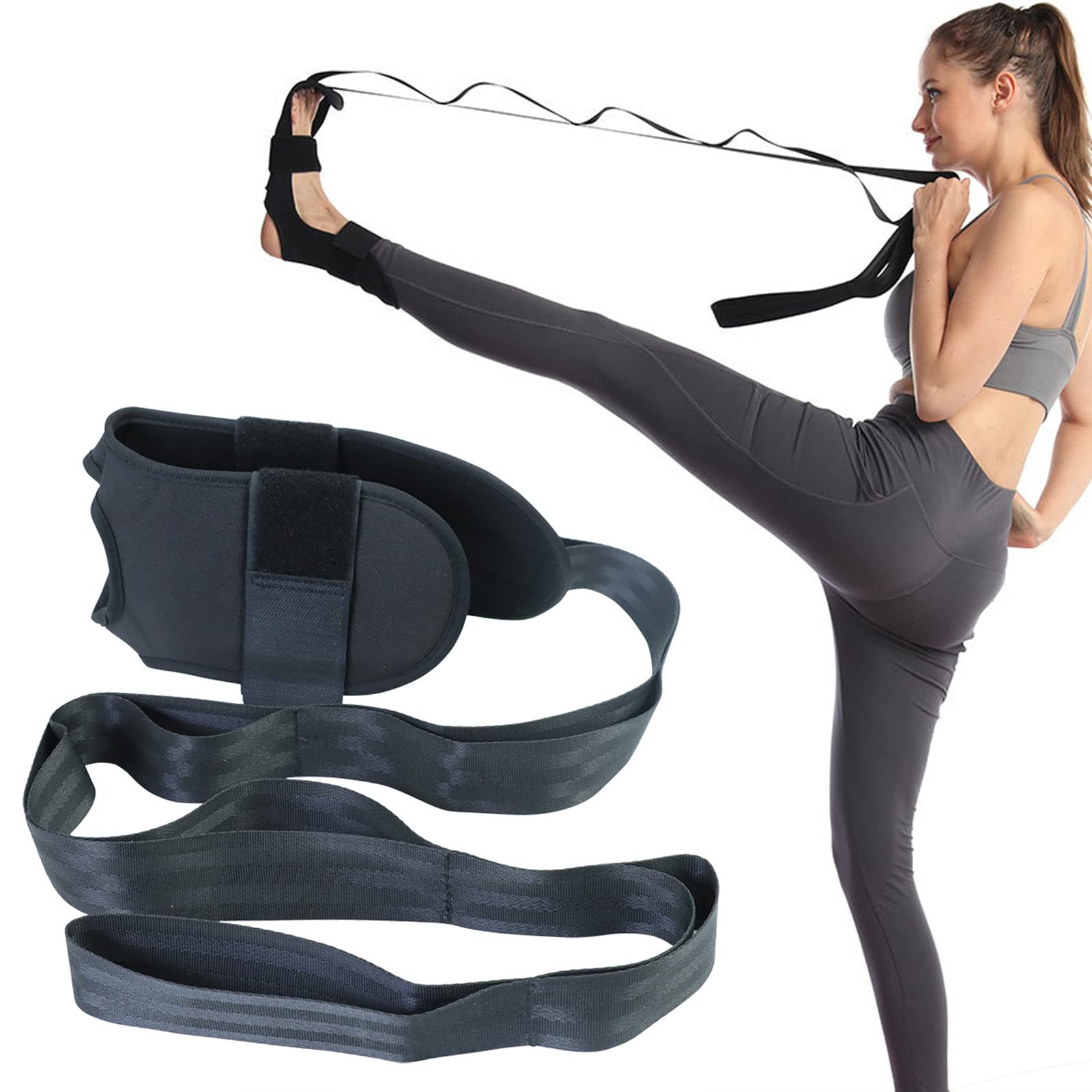 Fascia Stretcher - Orthovital Fascia Stretcher Finally Flexible Again, Orthovital Stretching Strap, Foot and Calf Stretcher for Pilates, Dance, Gymnastics & Foot Drop (Black)
