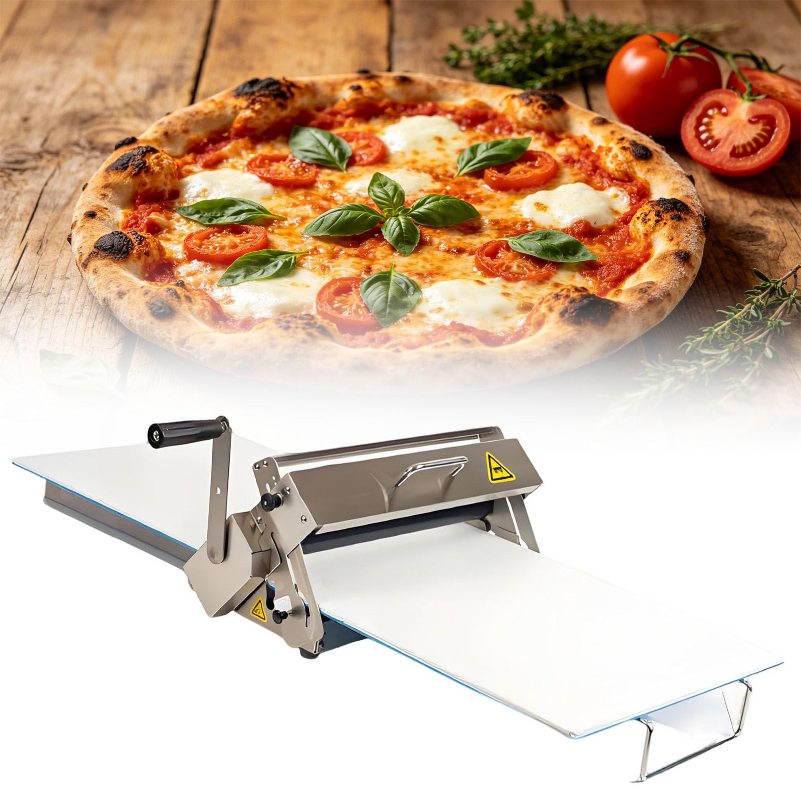 Ymnogjie Manual Dough Roller Machine with Foldable Frame,Stainless Steel Dough Sheeter Ideal for Preparing Pizza Dough,Croissants,Pasta Sheets and Flaky Pastries 400