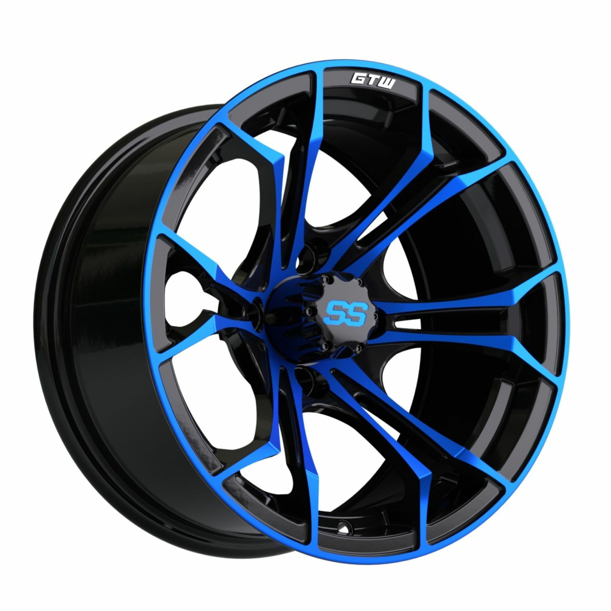 GTW Spyder blue and black golf cart wheel