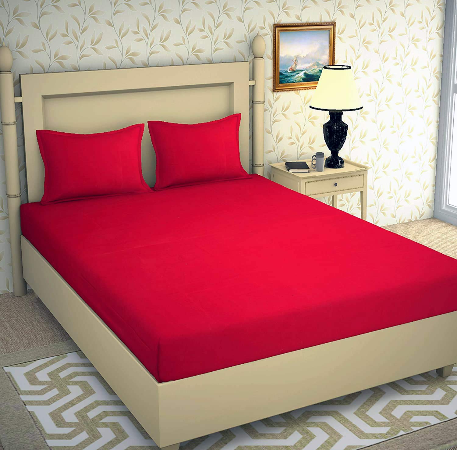 OPTRA - Solid Color 100% Soft and Premium 8 Double Bedsheets with 16 Pillow Covers Size 230 cm x 228 cm, Red (B08RBWDCNL) Amazon Price History, Amazon Price Tracker