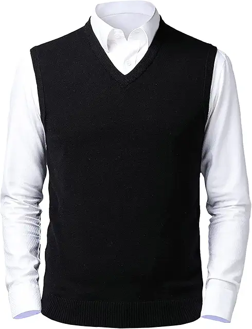 Gilet en laine sans manches col V décontracté pour homme automne-hiver
