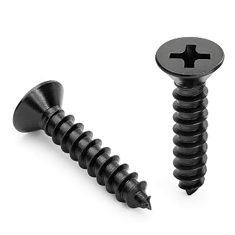Bolt Dropper #8 x 1 Inch Wood Screws, Pack of 100 - Black Xylan Coated Stainless Steel Flat Head Phillips Screw - Corrosion Resistant for Wood, Drywall Applications, and Outdoor Use