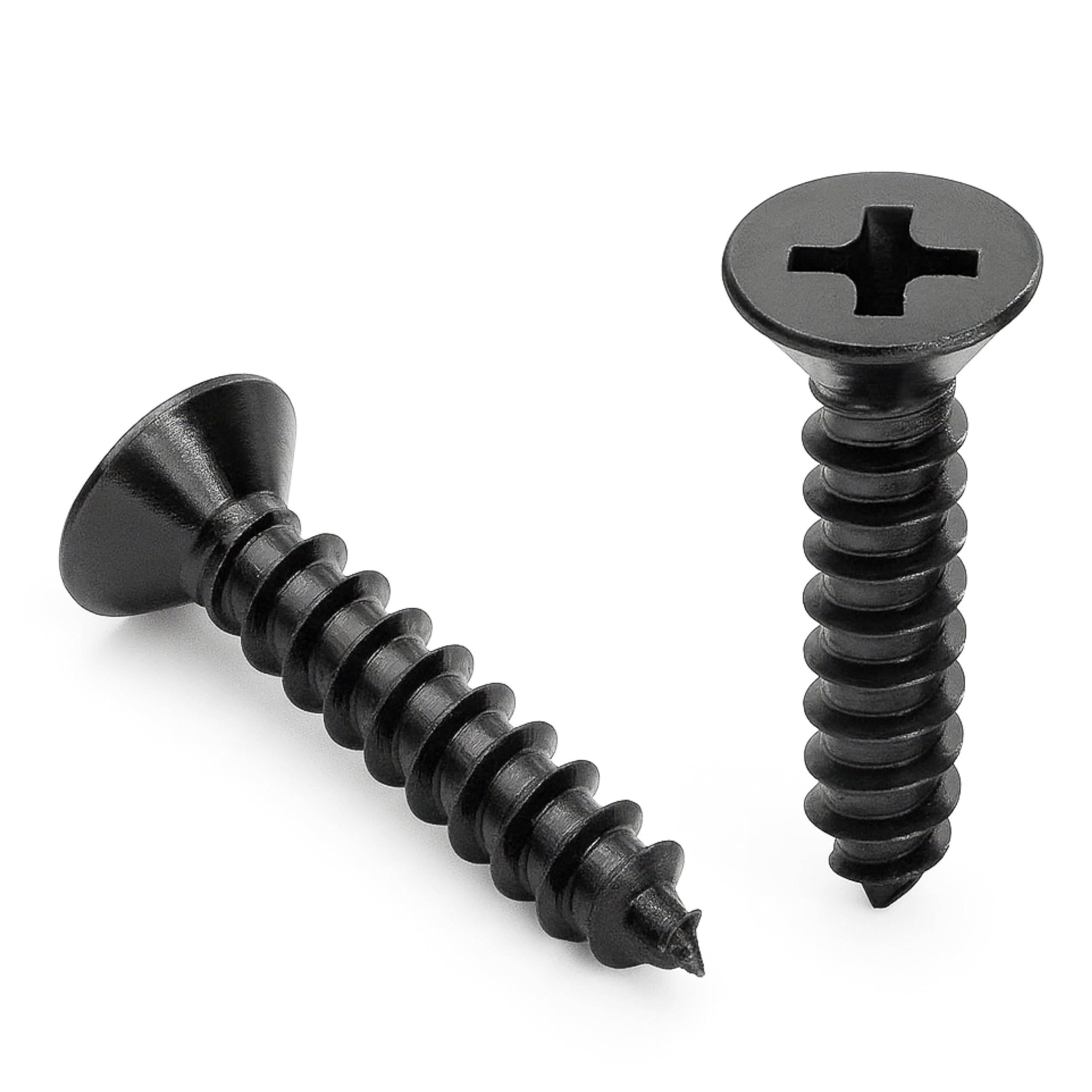 Bolt Dropper #8 x 1 Inch Wood Screws, Pack of 100 - Black Xylan Coated Stainless Steel Flat Head Phillips Screw - Corrosion Resistant for Wood,