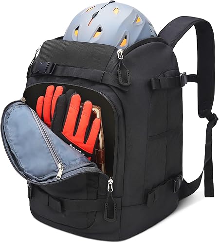 MoopGou Bolsa para botas de esquí, mochila de viaje impermeable de 50 L para botas de esquí, casco de esquí, gafas, guantes, ropa y accesorios de