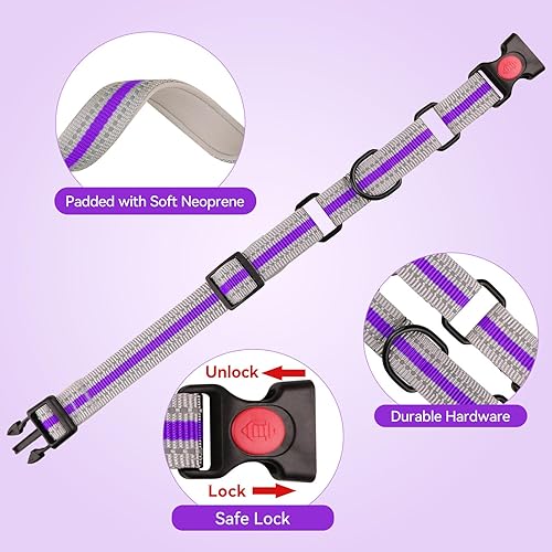 Miniatura 2 de Collar Martingale para perros, juego de collar y correa Martingala reflectante acolchado de neopreno suave con hebilla de seguridad, collar