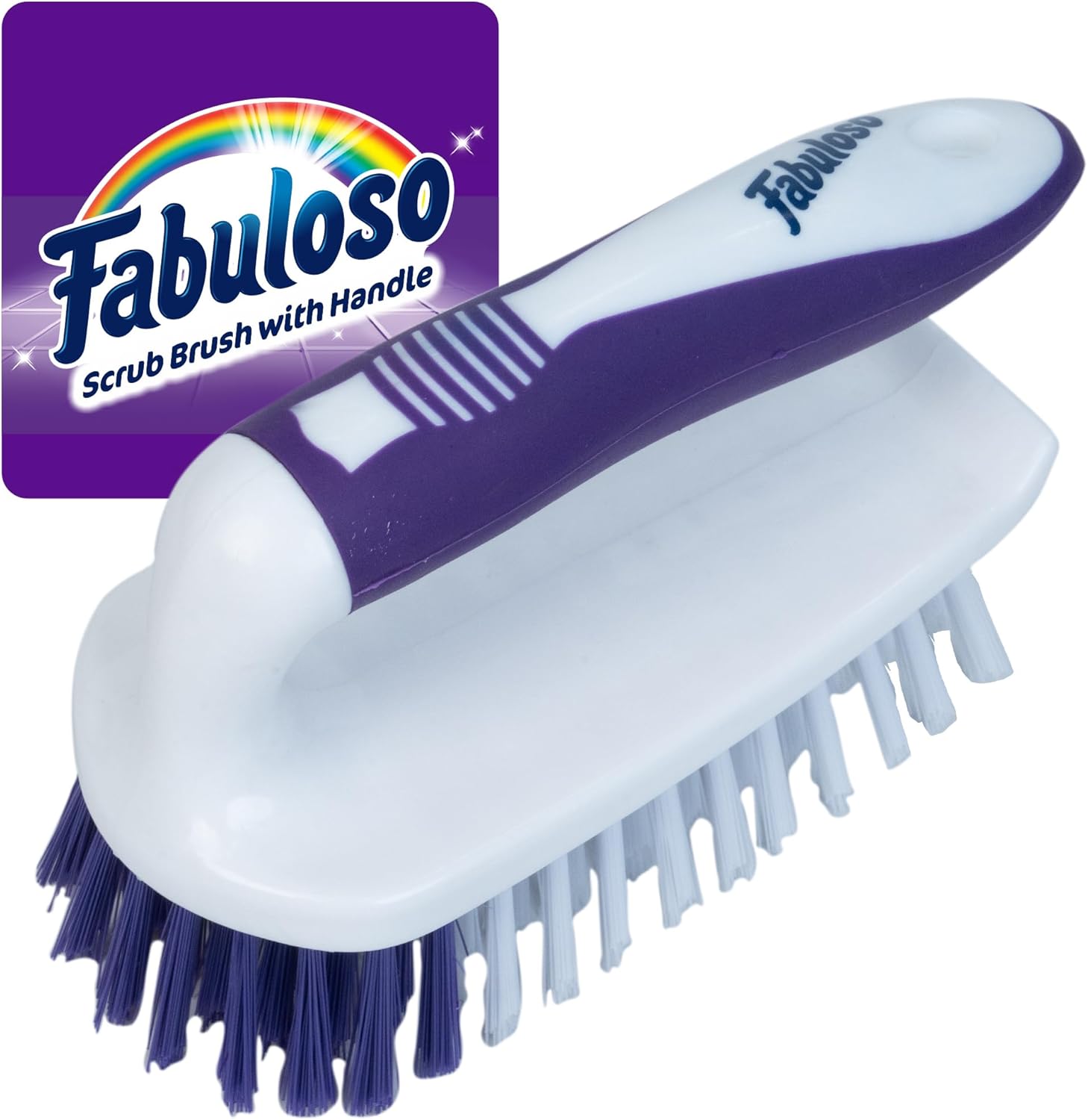 Fabuloso Scrub Brush with Handle – Easy Grip Handheld Scrubbing Brush for Showers, Floors, and More