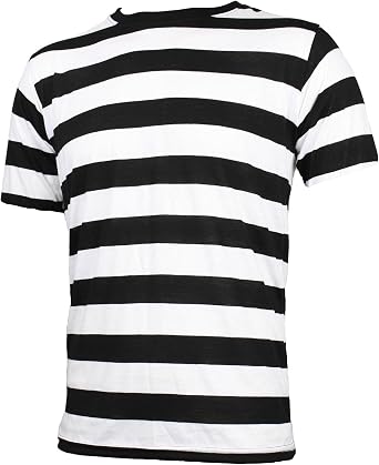 Largemouth Mens Short Sleeve Striped Shirt Black White XXL