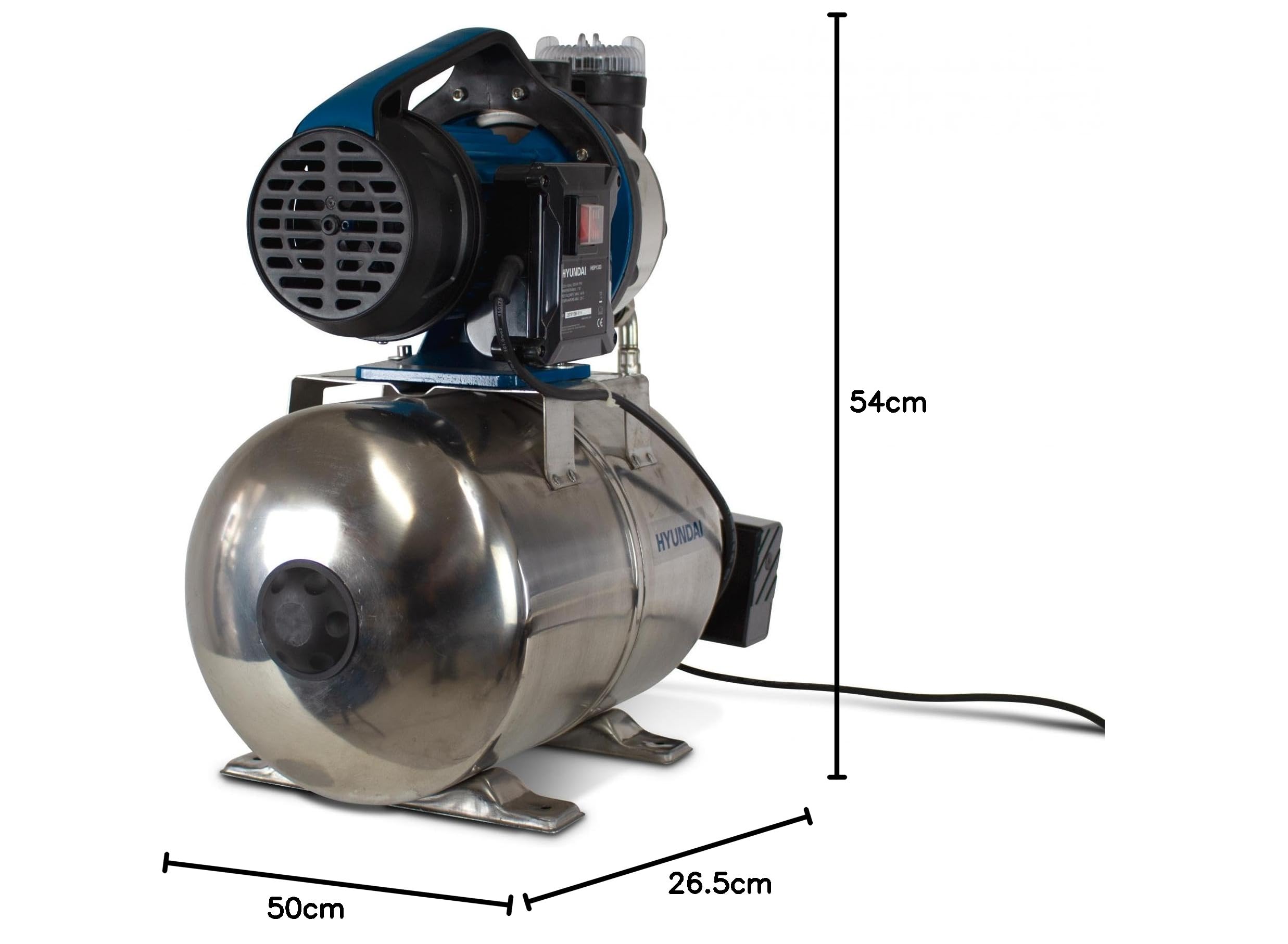HYUNDAI HBP1300 Surpresseur 1300 W 24 L 4500 L/h Moteur induction Eaux claires