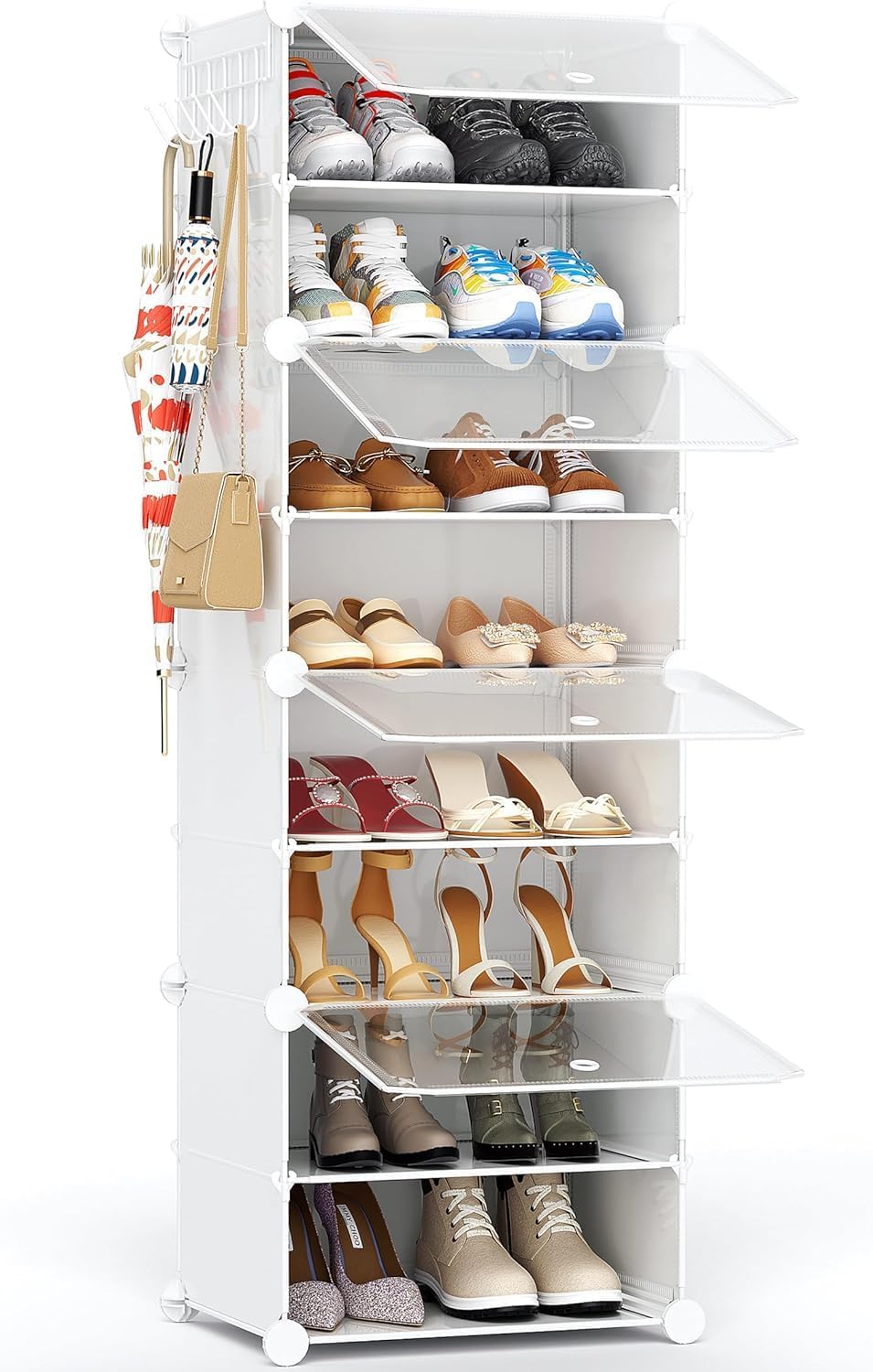 HOMICKER Shoe Storage,8 Tier Shoe Rack Organizer for Closet Shoe Cabinet with Door Shoe Shelves for Closet,Entryway,Hallway,Bedroom