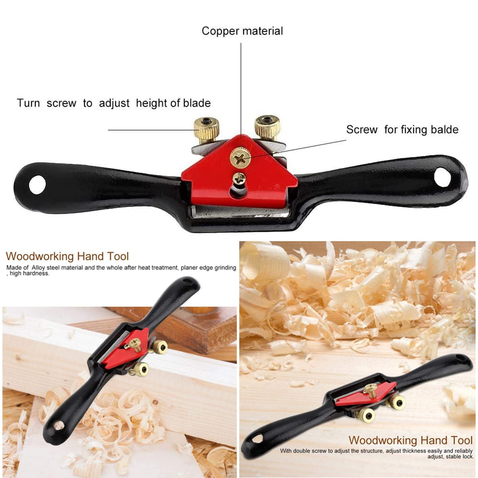 OUKENS - Cepilladora de borde, 25,4 cm ajustable Spokeshave con base plana, hoja de metal, herramienta de mano para cepillar herramientas de trabajo de madera