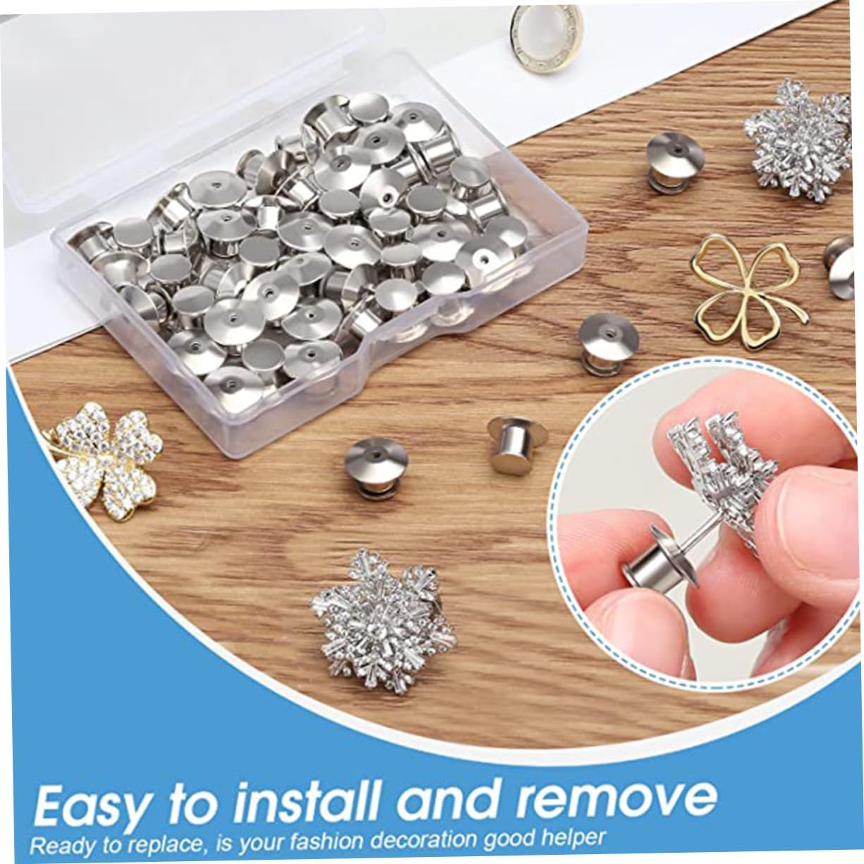 STOBOK 40pcs Locking Pin Backs Pin Backs Locking Craft Making Easy Install No Tools Required